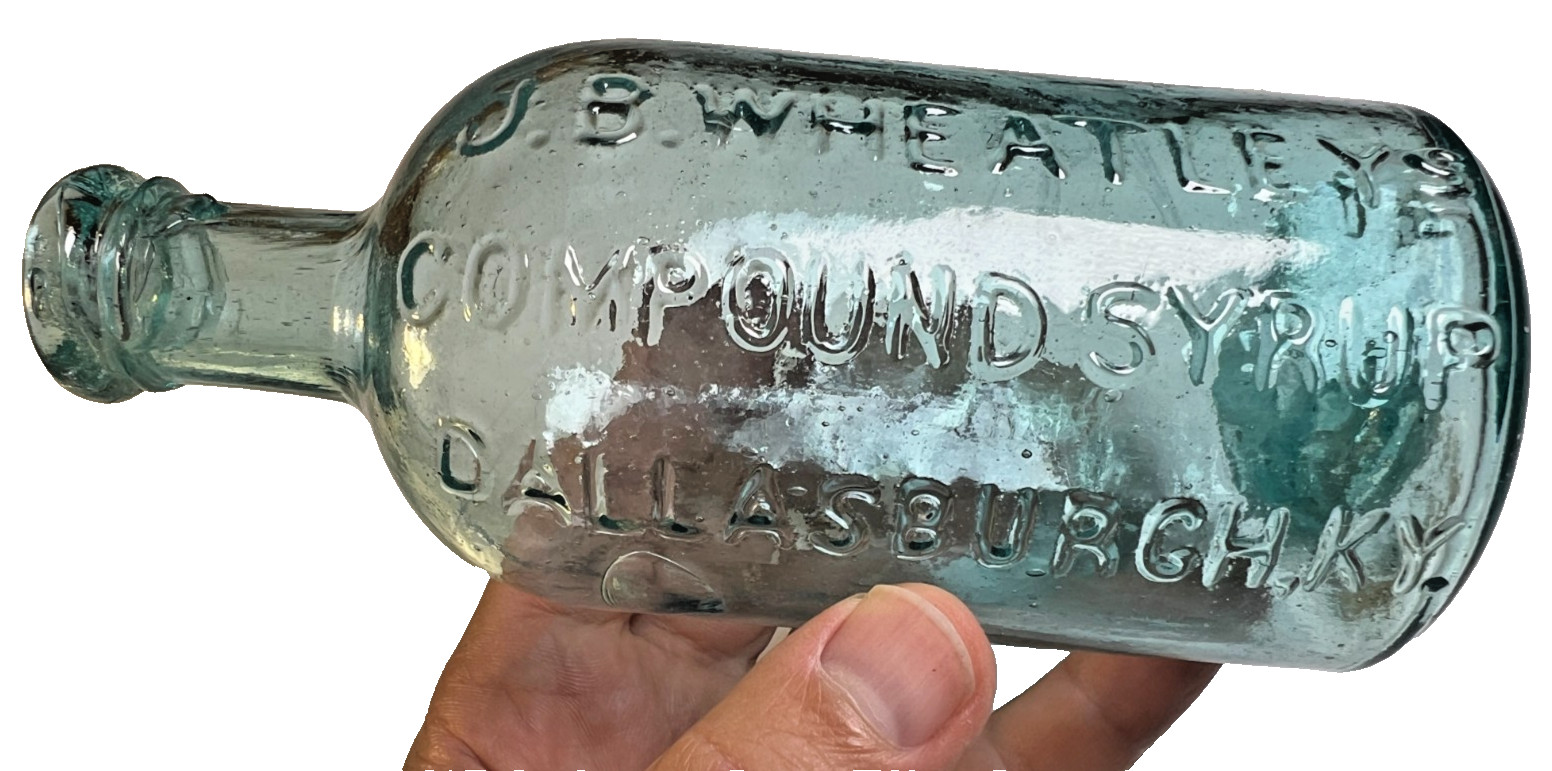 Antique 1850s Open Pontil Wheatley's Compound Syrup Dallasburgh Kentucky Crude Antique 1850s Open Pontil Wheatley's Compound Syrup Dallasburgh Kentucky Crude