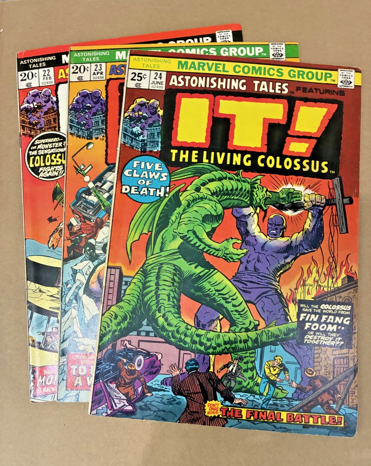Astonishing Tales #22 23 24 Marvel 1974 IT Living Colossus Fin Fang Foom Lot Astonishing Tales #22 23 24 Marvel 1974 IT Living Colossus Fin Fang Foom Lot