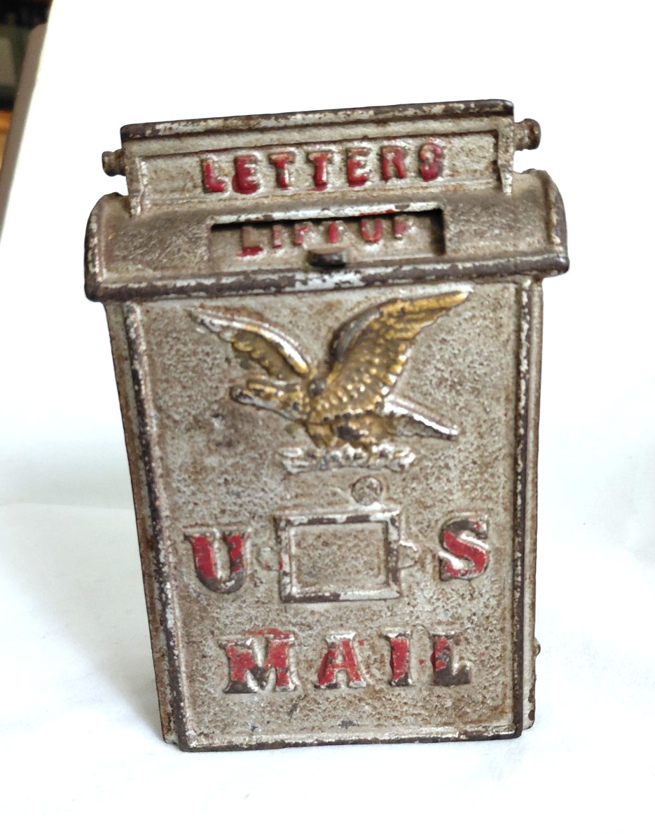 Vintage/Antique Cast Iron U.S. Mailbox Still Bank ~ Hinged Slot ~ Parts Vintage/Antique Cast Iron U.S. Mailbox Still Bank ~ Hinged Slot ~ Parts