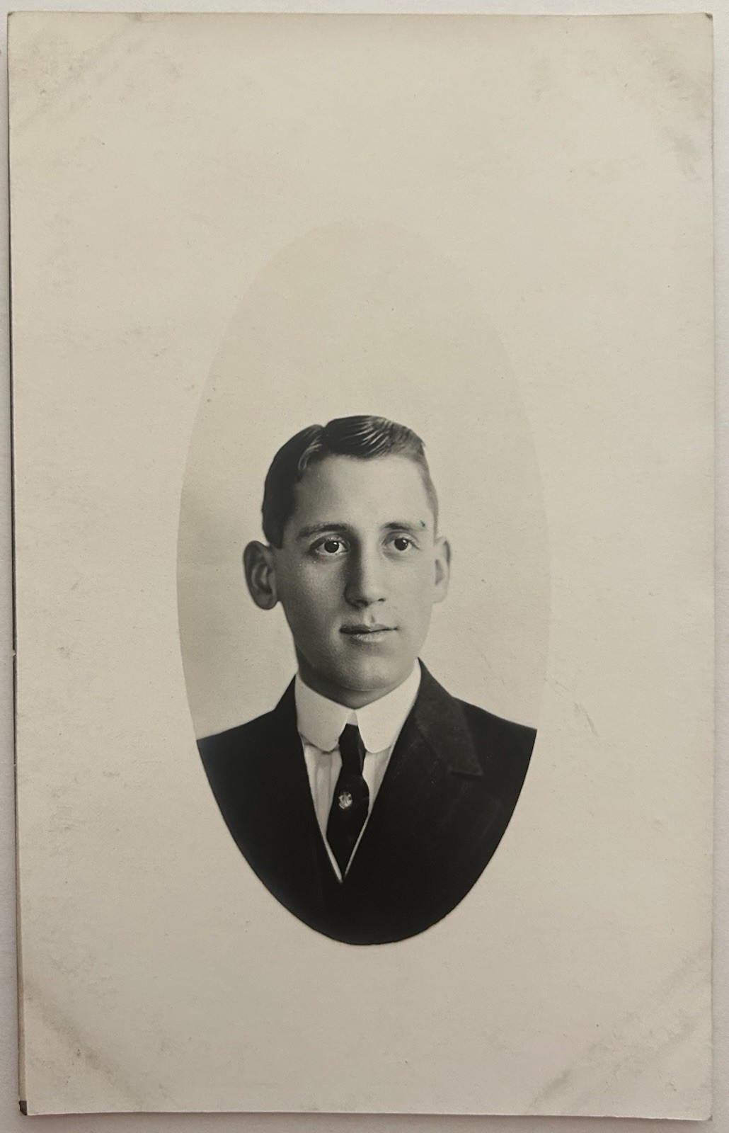 Antique RPPC Postcard - Young Man Gentleman Oval Photo Suit Tie Fraternity Pin Antique RPPC Postcard - Young Man Gentleman Oval Photo Suit Tie Fraternity Pin