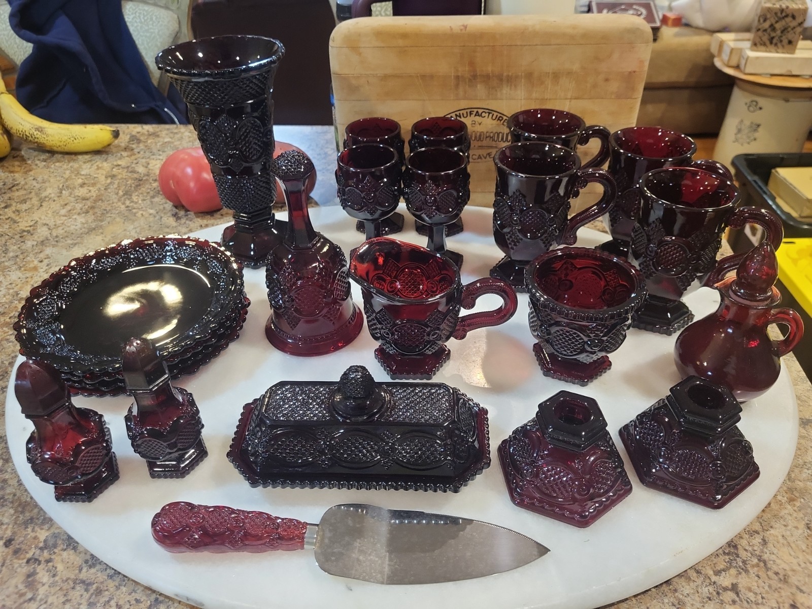Avon 1876 Cape Cod Collection - 23 Piece Set, Vampire Red Glassware, No Damage Avon 1876 Cape Cod Collection - 23 Piece Set, Vampire Red Glassware, No Damage