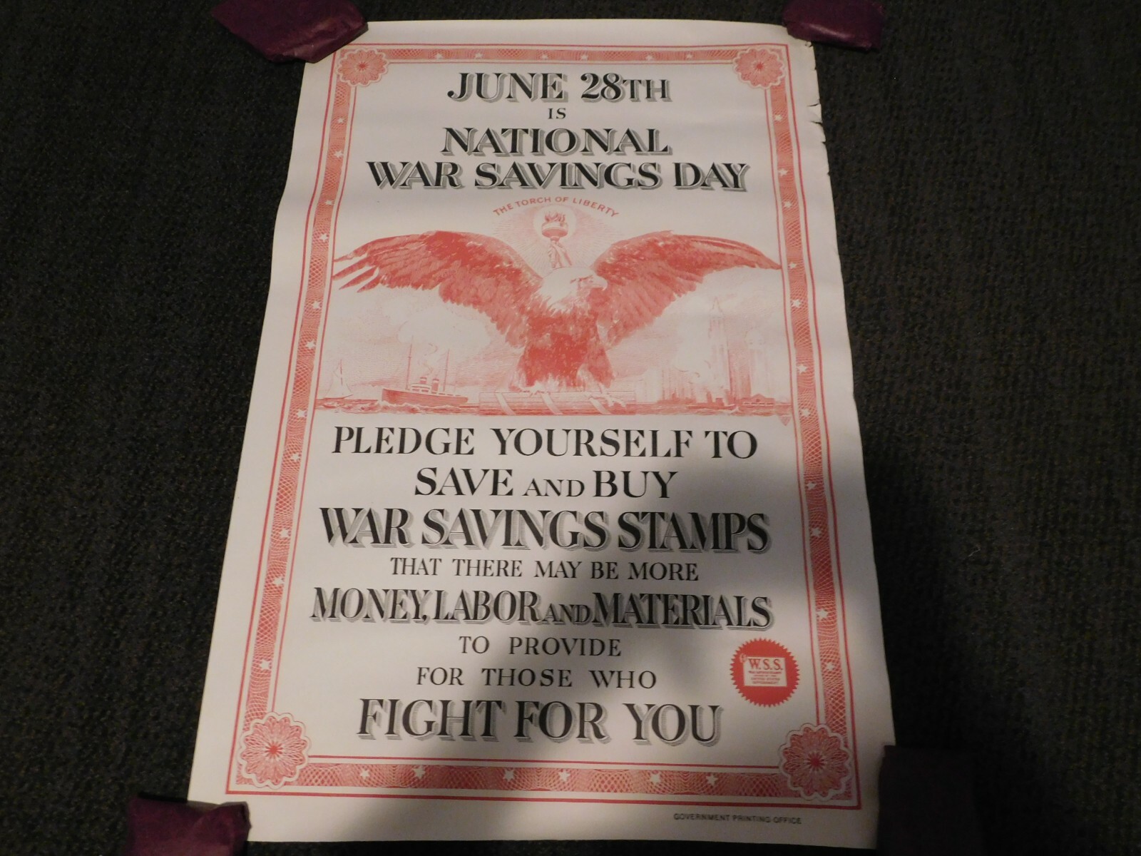 VINTAGE WWI WORLD WAR 1 NATIONAL WAR SAVINGS DAY WSS FIGHT FOR YOU EAGLE POSTER VINTAGE WWI WORLD WAR 1 NATIONAL WAR SAVINGS DAY WSS FIGHT FOR YOU EAGLE POSTER