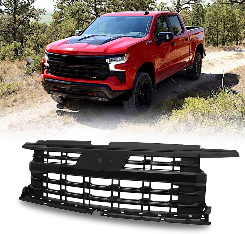 Front Upper Grille for 2022-2024 Chevy Silverado 1500 Gloss Black Front Upper Grille for 2022-2024 Chevy Silverado 1500 Gloss Black