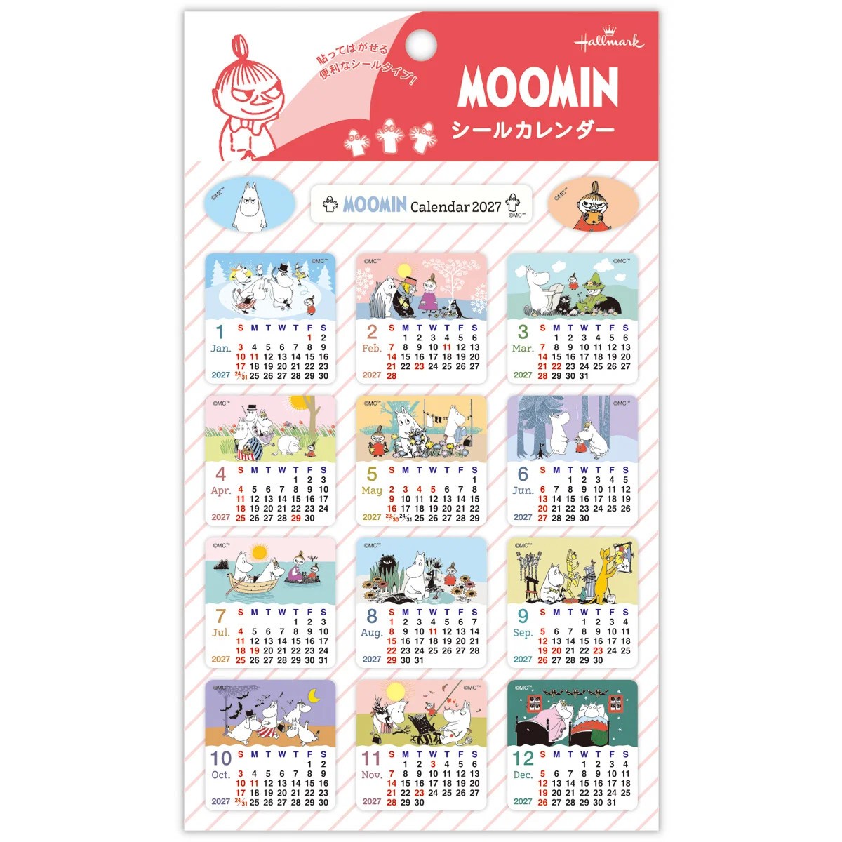 2027 Hallmark Sticker Calendar Moomin 2027 Hallmark Sticker Calendar Moomin