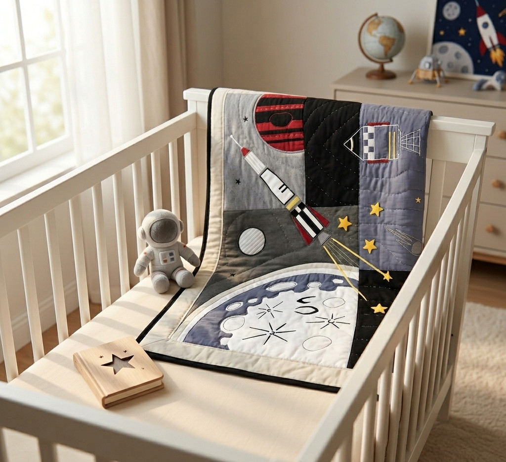 Handmade The Apollo Lullaby Patchwork Finished Hand Stitch Baby/Lap Cotton Quilt