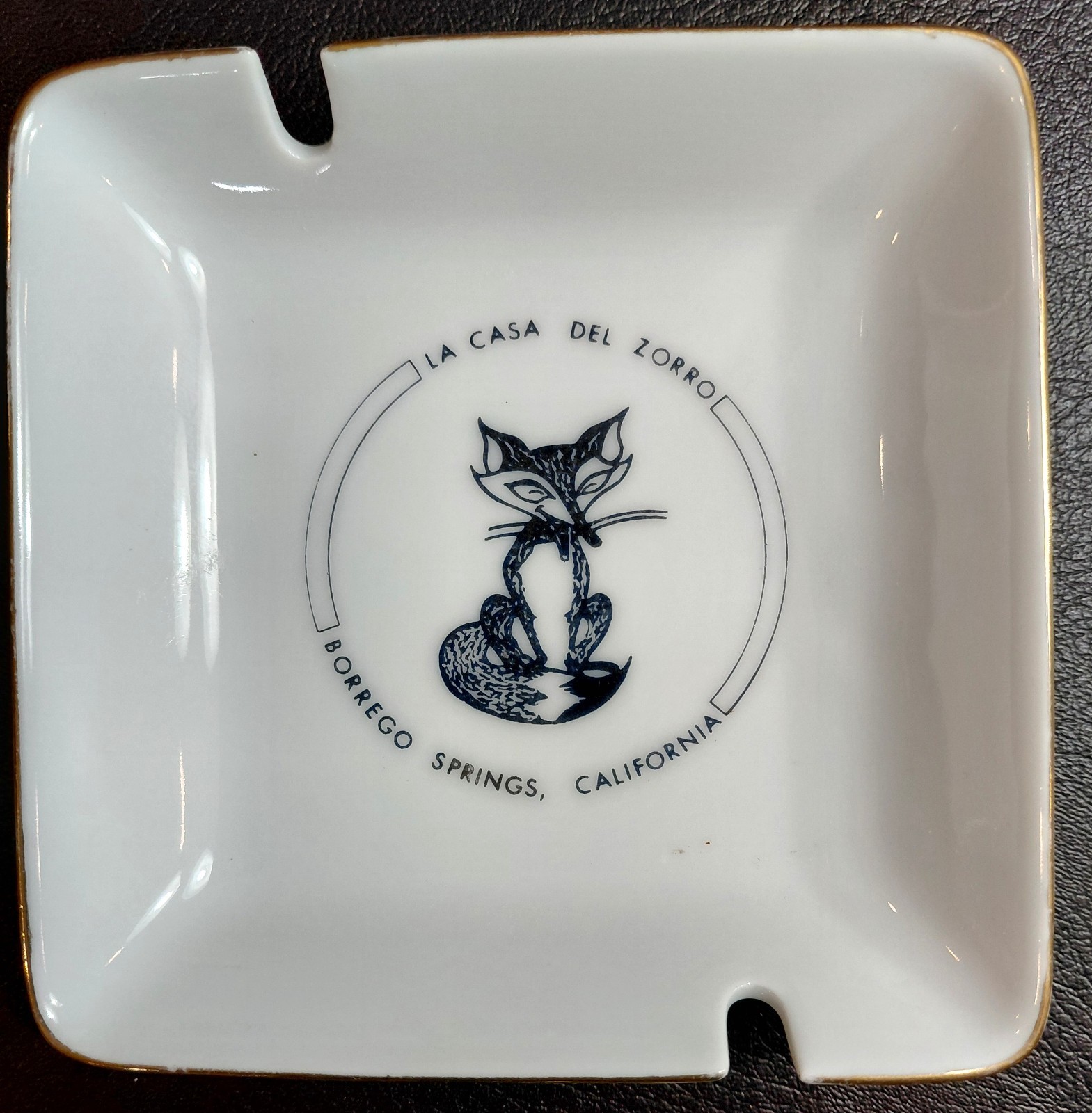 Vintage Ashtray - La Casa Del Zorro - Borrego Springs, California - 4¼" sq. - EX Vintage Ashtray - La Casa Del Zorro - Borrego Springs, California - 4¼" sq. - EX