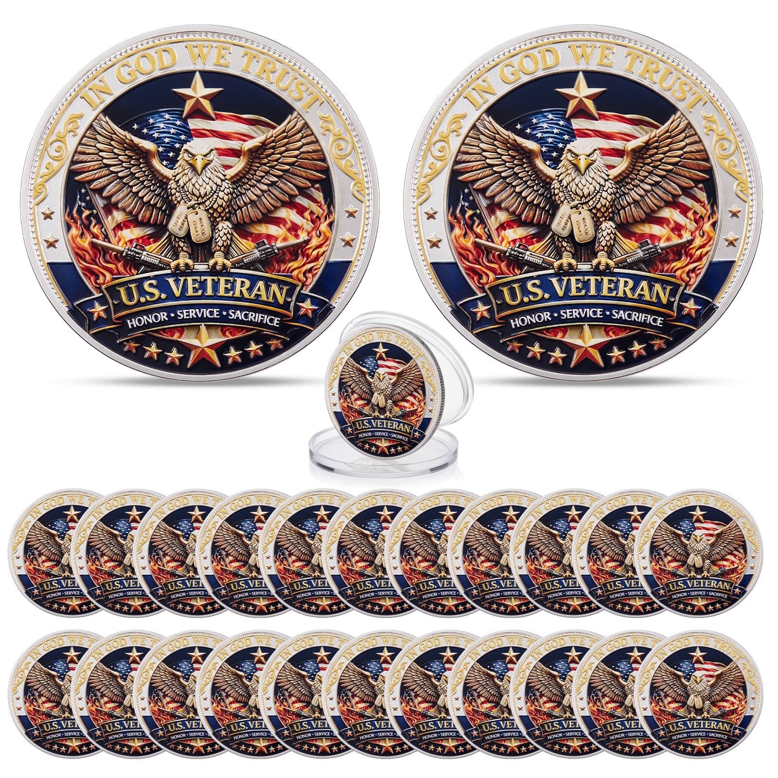 250th Anniversary Veteran Challenge Coins - 24 Pcs Military Collectible Set 250th Anniversary Veteran Challenge Coins - 24 Pcs Military Collectible Set