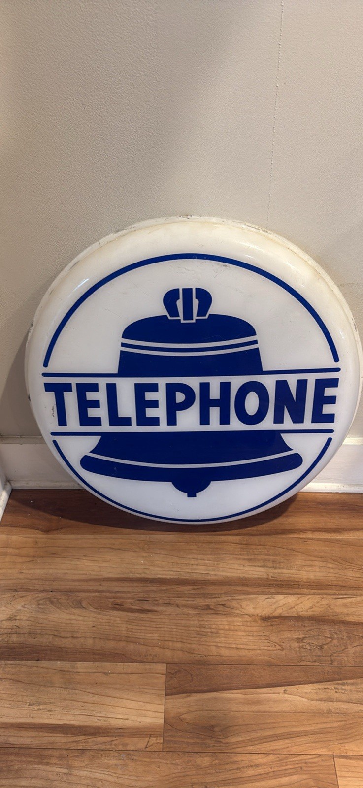 Large Round Vintage Telephone Sign. Could Be Lighted for Nostalgic Decore. Rare Large Round Vintage Telephone Sign. Could Be Lighted for Nostalgic Decore. Rare