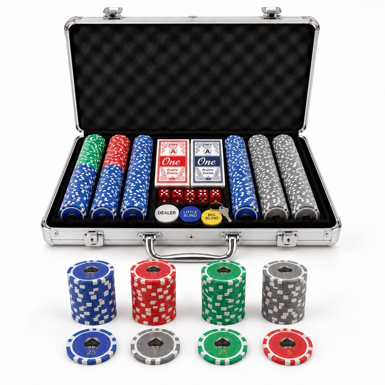 NEW 300pc Poker Chip Set – Aluminum Case Cards Dice Texas Hold'em NEW 300pc Poker Chip Set – Aluminum Case Cards Dice Texas Hold'em