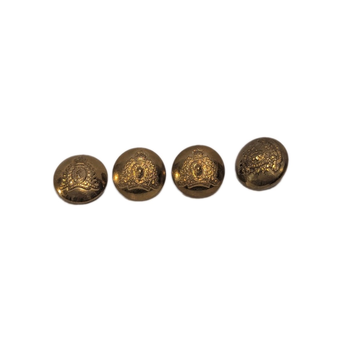 Set Royal Canadian Mounted Police brass uniform tunic button. (RCMP) Montreal Set Royal Canadian Mounted Police brass uniform tunic button. (RCMP) Montreal