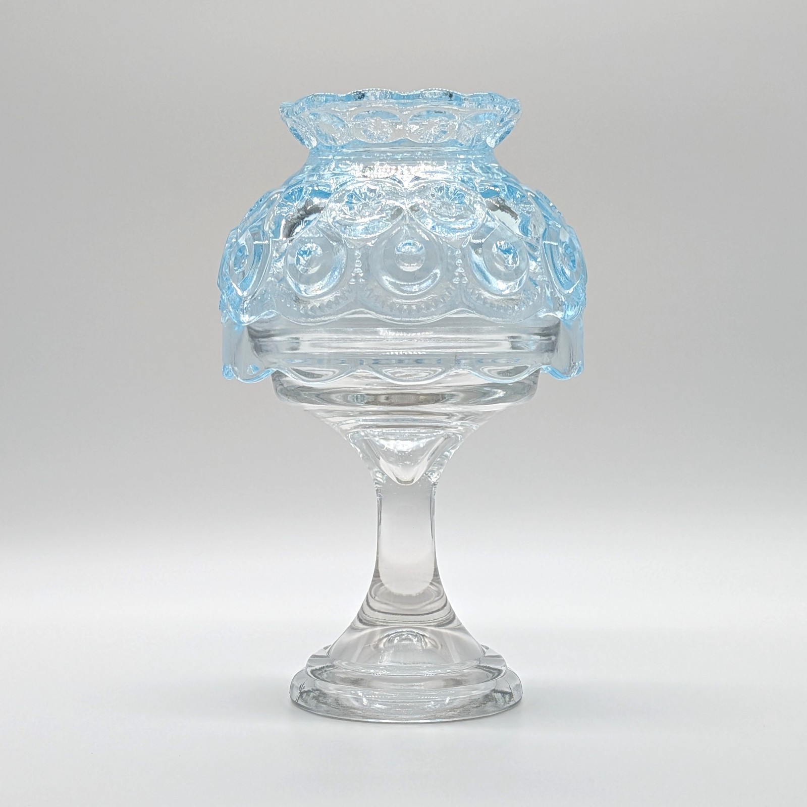 LE Smith Moon and Stars Fairy Lamp Light Ice Blue with Clear Glass Pedestal Base