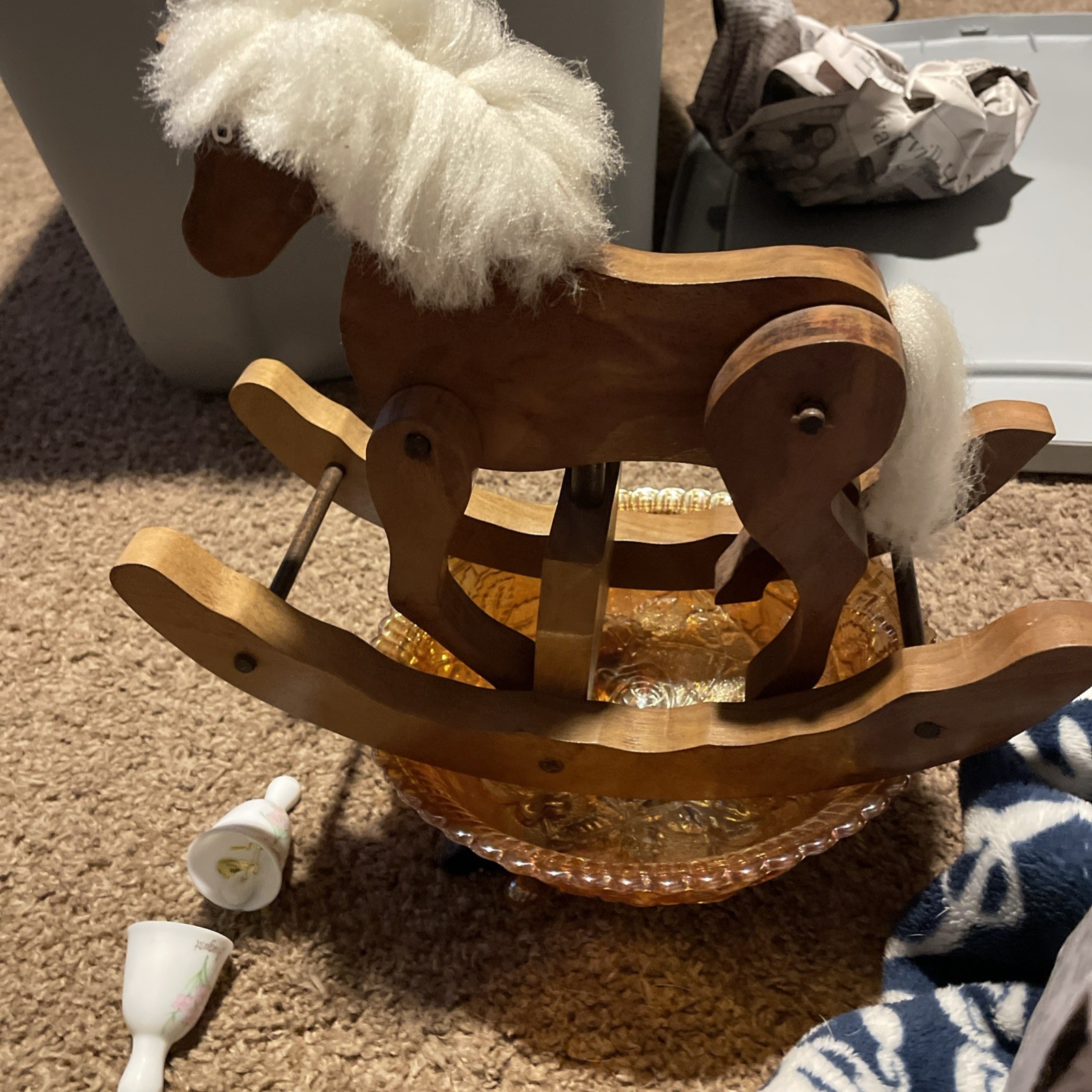 Vintage Wooden Rocking Horse Small Decorative Folk Art Primitive Clackity Sound Vintage Wooden Rocking Horse Small Decorative Folk Art Primitive Clackity Sound