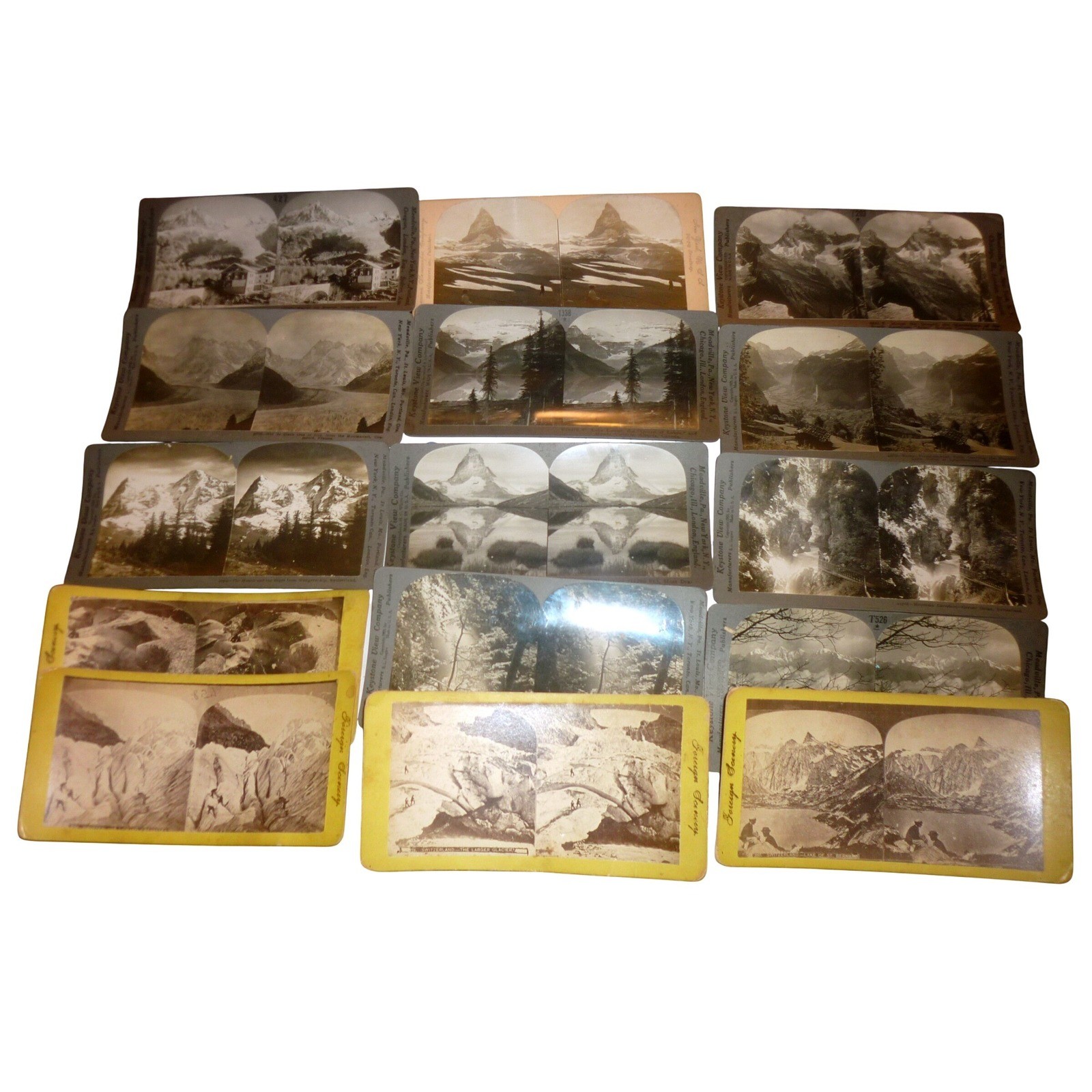 Lot of 15 Antique Stereoview Cards Keystone Swiss Alps Glaciers Lake Louise Lot of 15 Antique Stereoview Cards Keystone Swiss Alps Glaciers Lake Louise