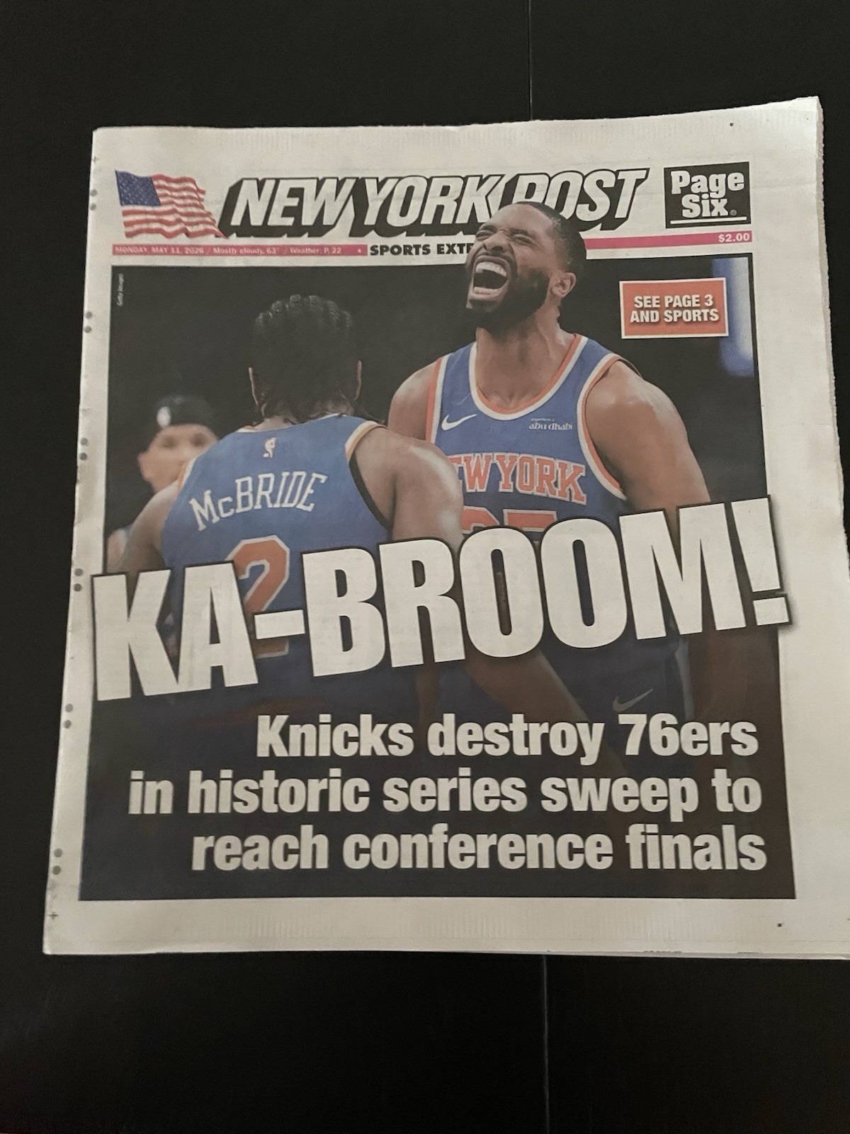 New York Post Newspaper Knicks KA-BROOM Monday, May 11th 2026- COLLECTORS ITEM New York Post Newspaper Knicks KA-BROOM Monday, May 11th 2026- COLLECTORS ITEM