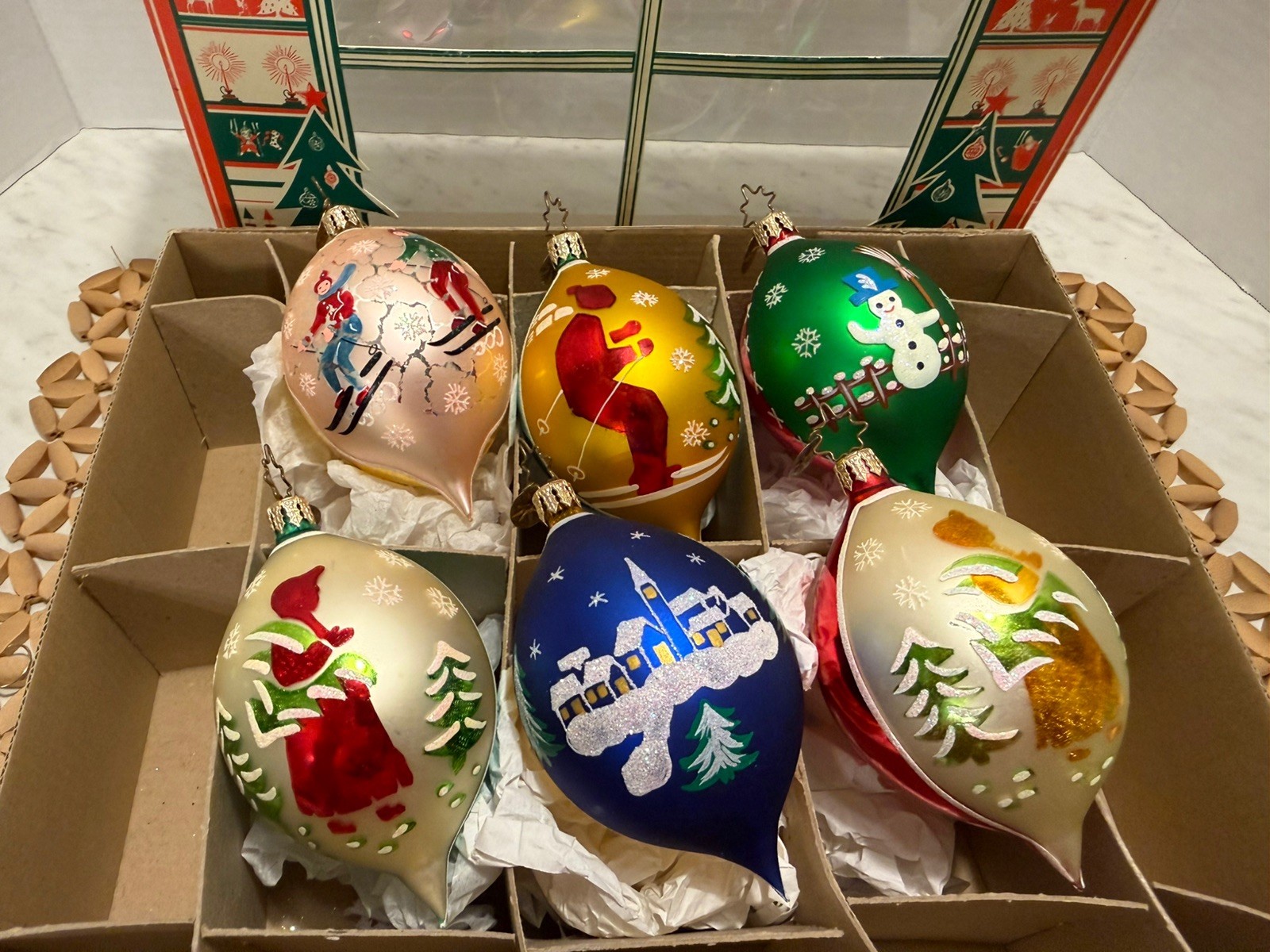 VTG Christopher Radko FANTASIA "St. Moritz" Teardrop Glass Christmas Ornaments VTG Christopher Radko FANTASIA "St. Moritz" Teardrop Glass Christmas Ornaments