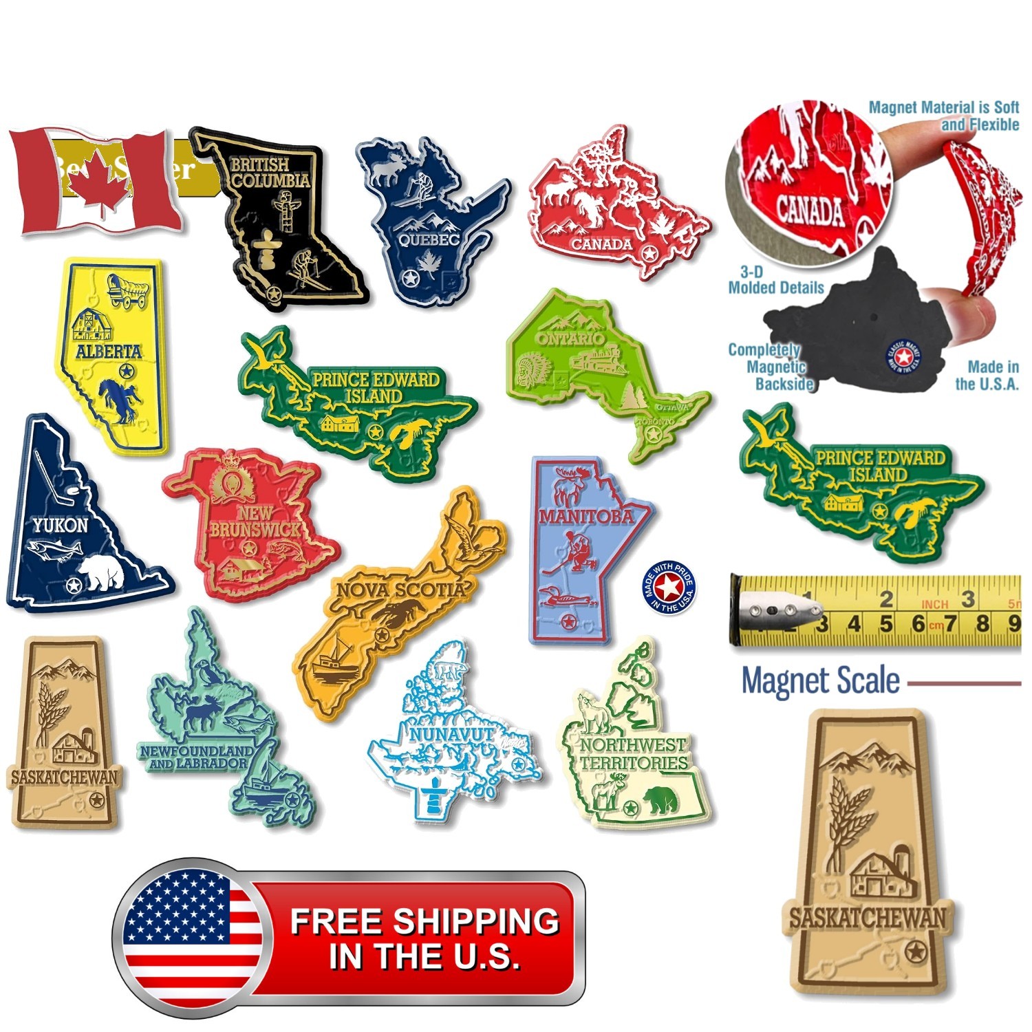 Canada Magnet Set by , 3D Rubber Vintage-Style 15-Piece Set, Collectible Souv... Canada Magnet Set by , 3D Rubber Vintage-Style 15-Piece Set, Collectible Souv...