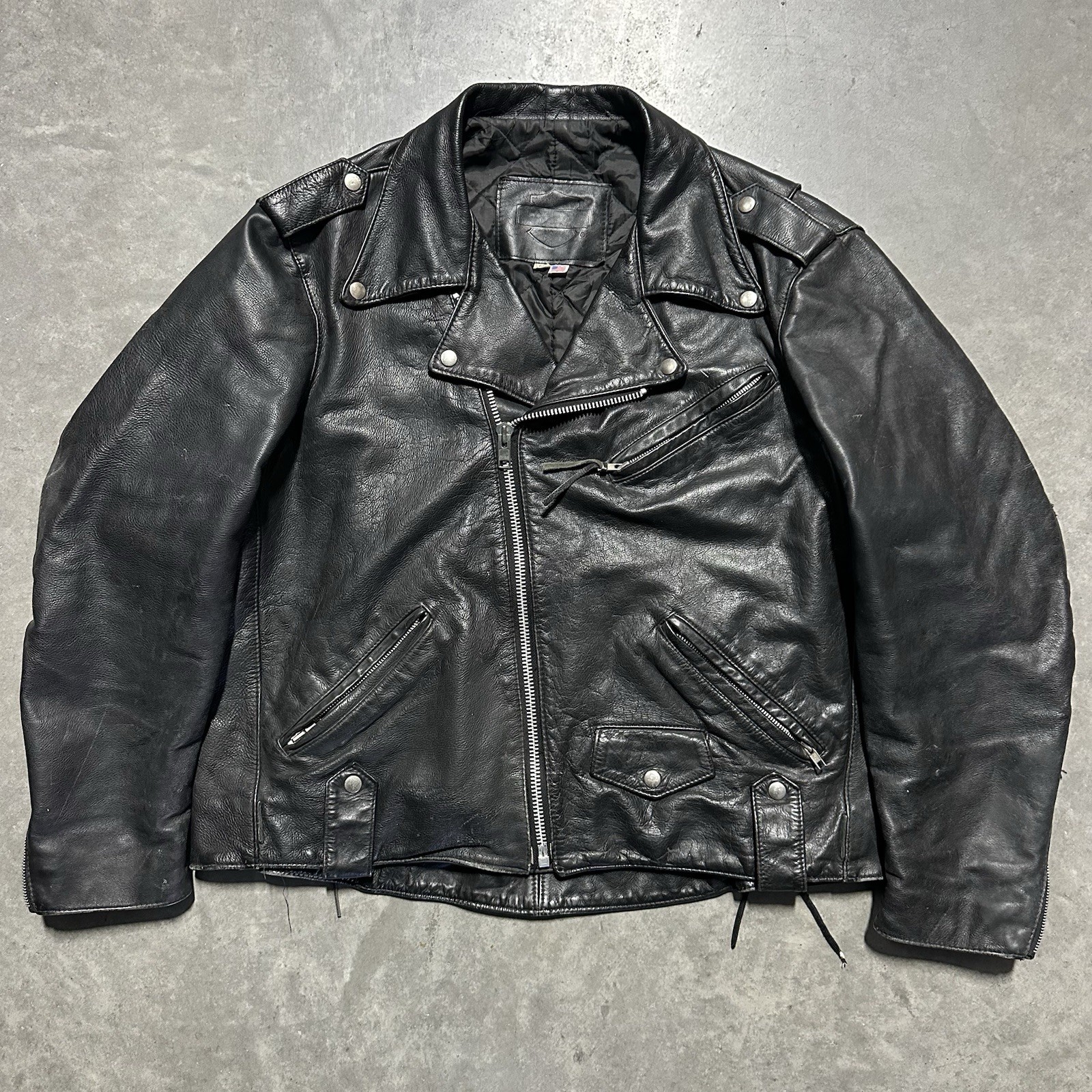 VTG 80s/90s Harley Davidson Leather Motorcycle Jacket Perfecto Style USA Sz 50 VTG 80s/90s Harley Davidson Leather Motorcycle Jacket Perfecto Style USA Sz 50