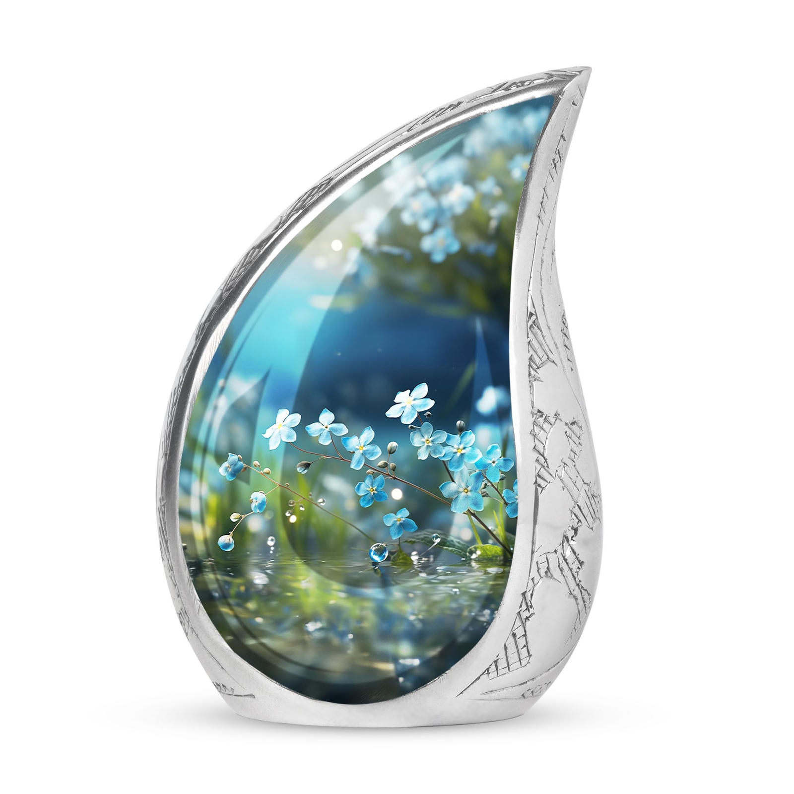 Forget Me Not Flower Miniature Urn For Ashes - Small Urn For Human Ashes Forget Me Not Flower Miniature Urn For Ashes - Small Urn For Human Ashes