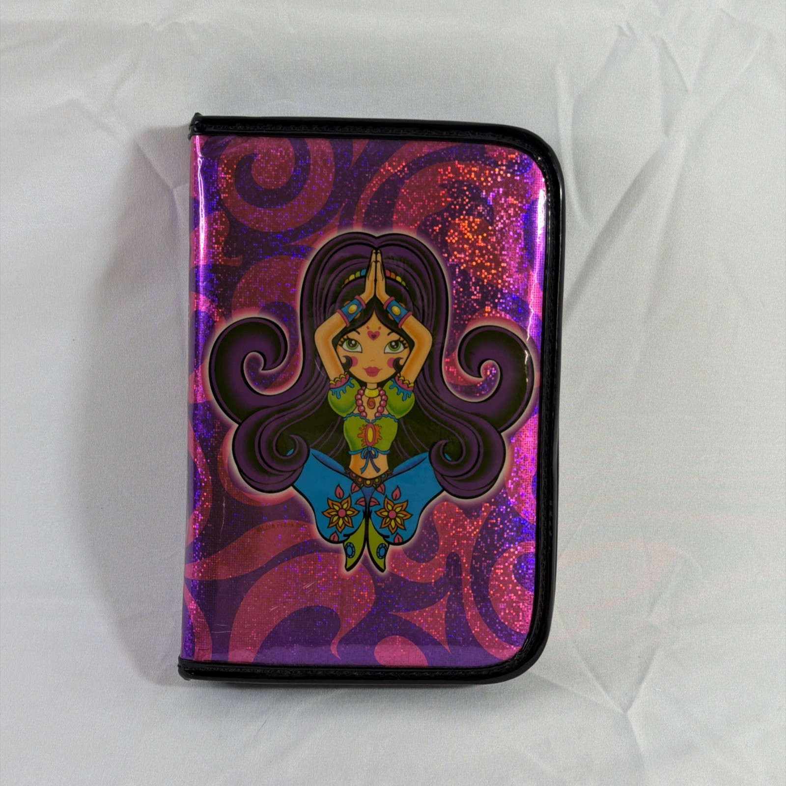 Vintage Lisa Frank Hippie Girl Organizer 8" Mini Zip Planner Y2K 6-Ring Agenda