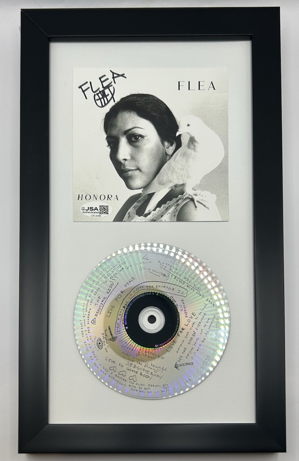 FLEA SIGNED FRAMED HONORA SOLO ALBUM CD COVER RHCP BASSIST AUTOGRAPH - JSA COA FLEA SIGNED FRAMED HONORA SOLO ALBUM CD COVER RHCP BASSIST AUTOGRAPH - JSA COA