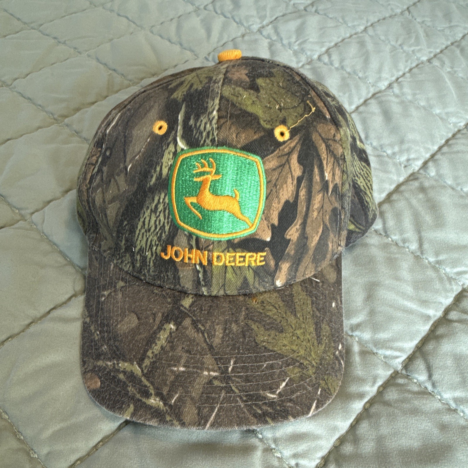 John Deere Camo Adjustable Strapback Baseball Cap w/ Logo Patch John Deere Camo Adjustable Strapback Baseball Cap w/ Logo Patch