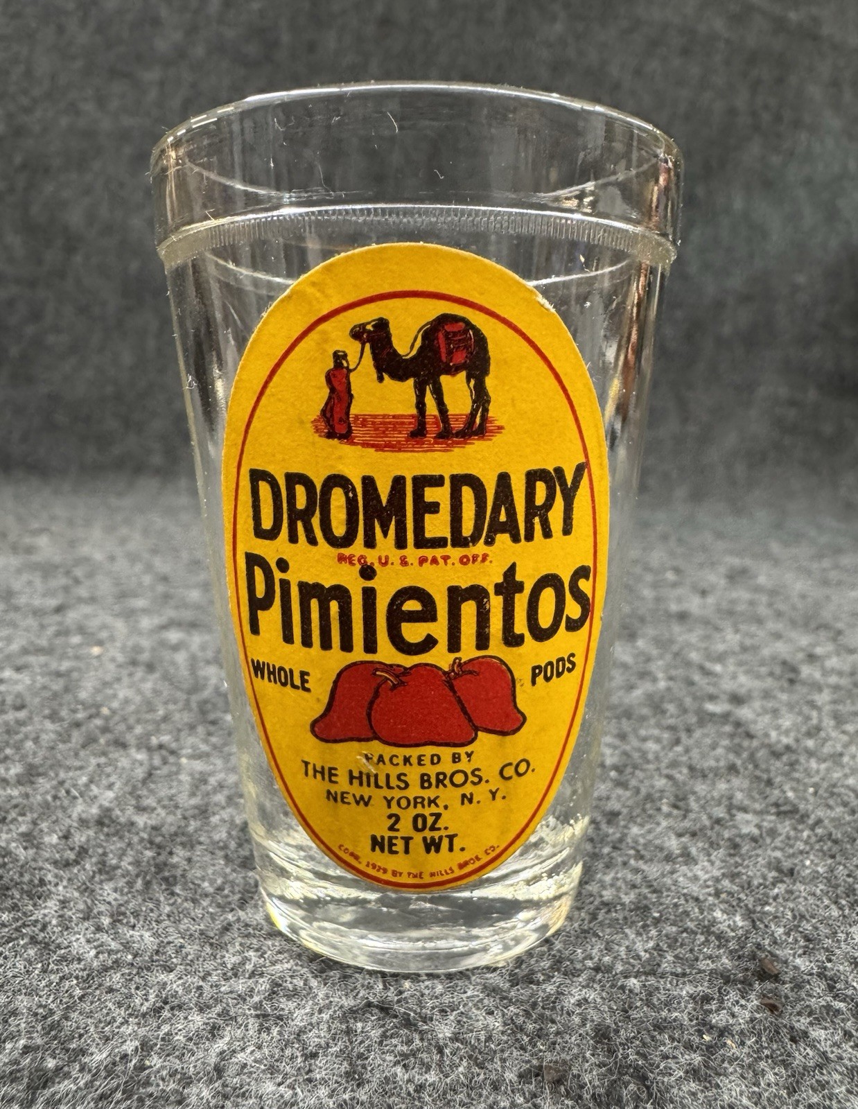 RARE Vintage Dromedary Olive Pimientos Glass Jar Hills Bros Original Camel Label RARE Vintage Dromedary Olive Pimientos Glass Jar Hills Bros Original Camel Label