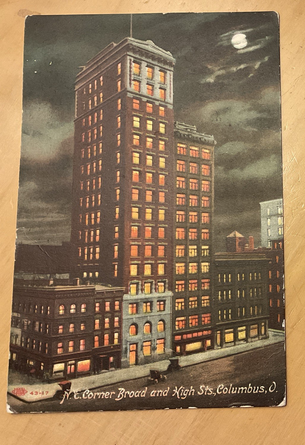 Postcard Antique Columbus Ohio Broad High Sts Night View Posted 1913 DB Vintage Postcard Antique Columbus Ohio Broad High Sts Night View Posted 1913 DB Vintage