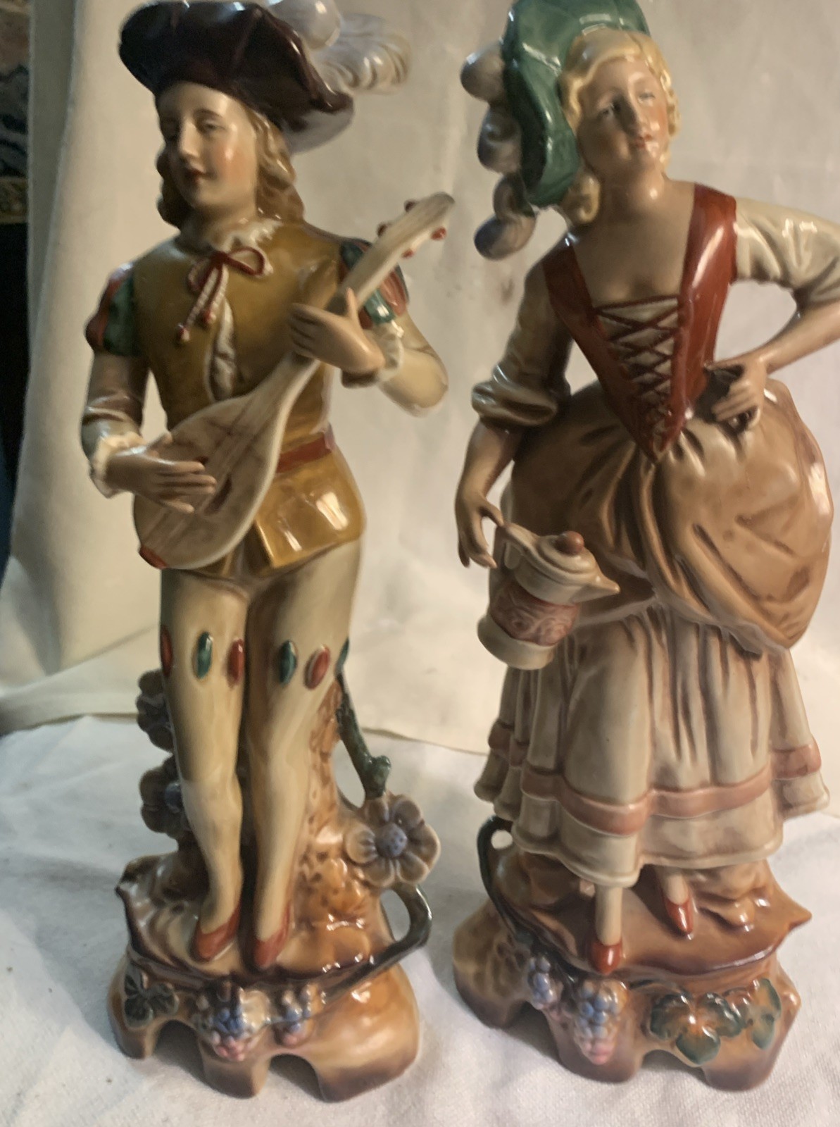 Antique 1880s German Porcelain Figurine Pair Crown AR August Rappsilber Couple Antique 1880s German Porcelain Figurine Pair Crown AR August Rappsilber Couple