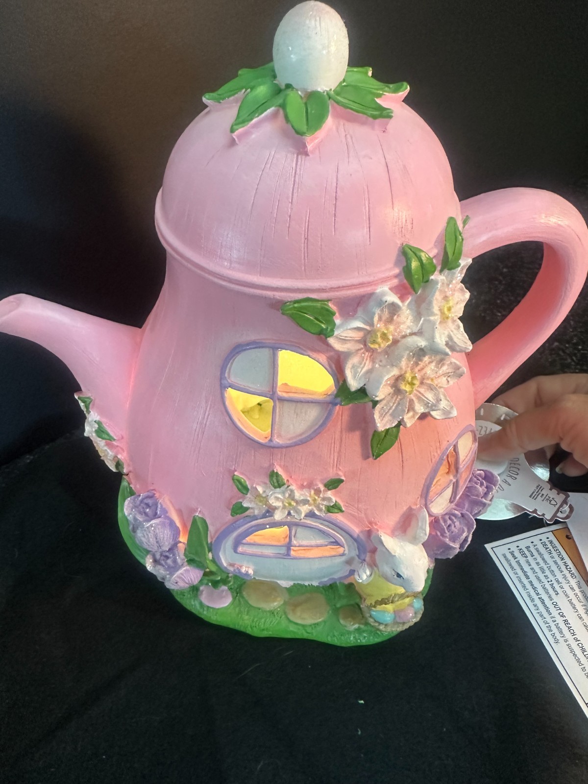SPRING GATHERINGS LED Light Up Teapot House Easter Decor 10"H (NEW WITH TAG)