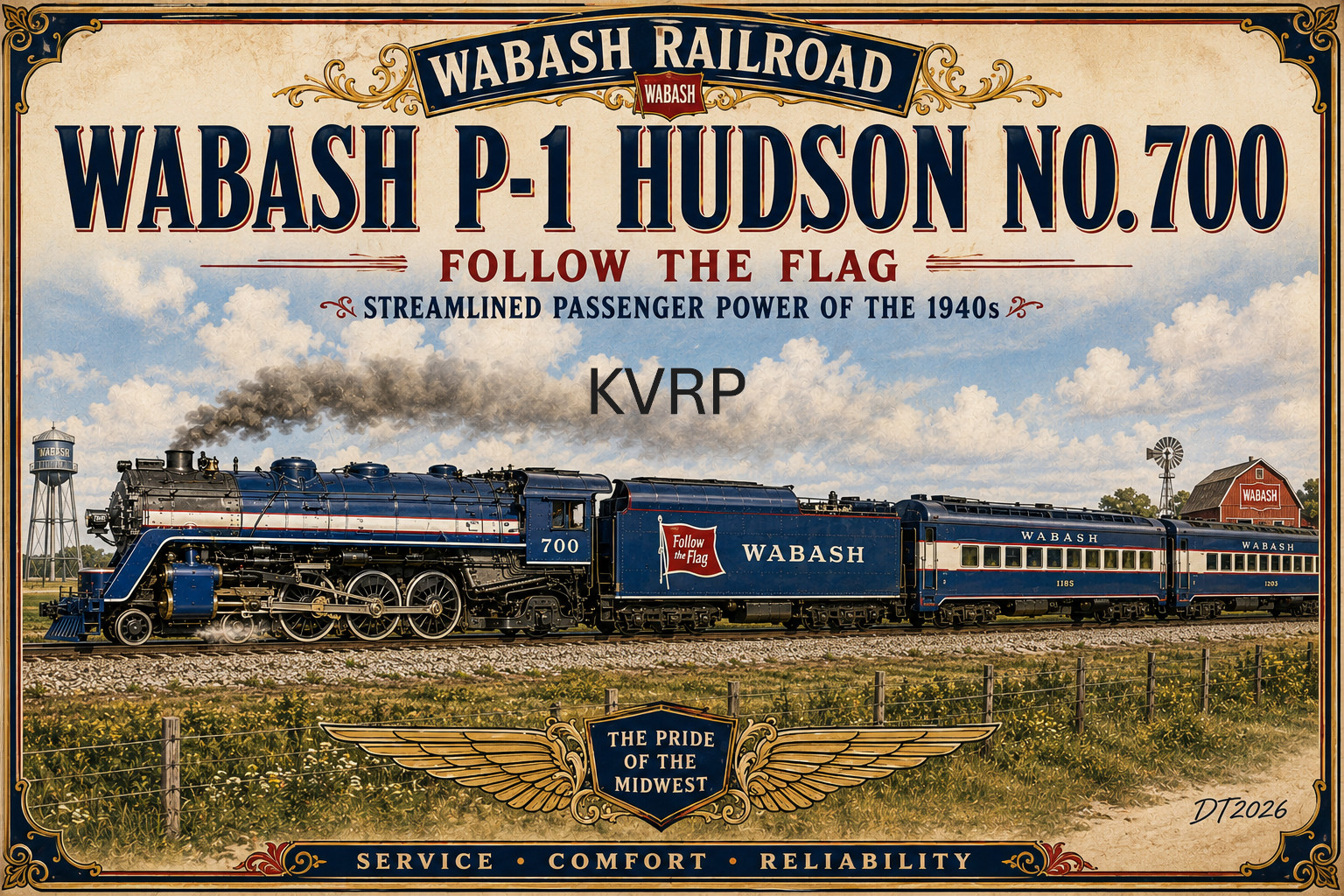 Wabash Railroad P-1 Hudson No. 700 Poster Set Vintage Railway Wall Art 19 x 13 Wabash Railroad P-1 Hudson No. 700 Poster Set Vintage Railway Wall Art 19 x 13