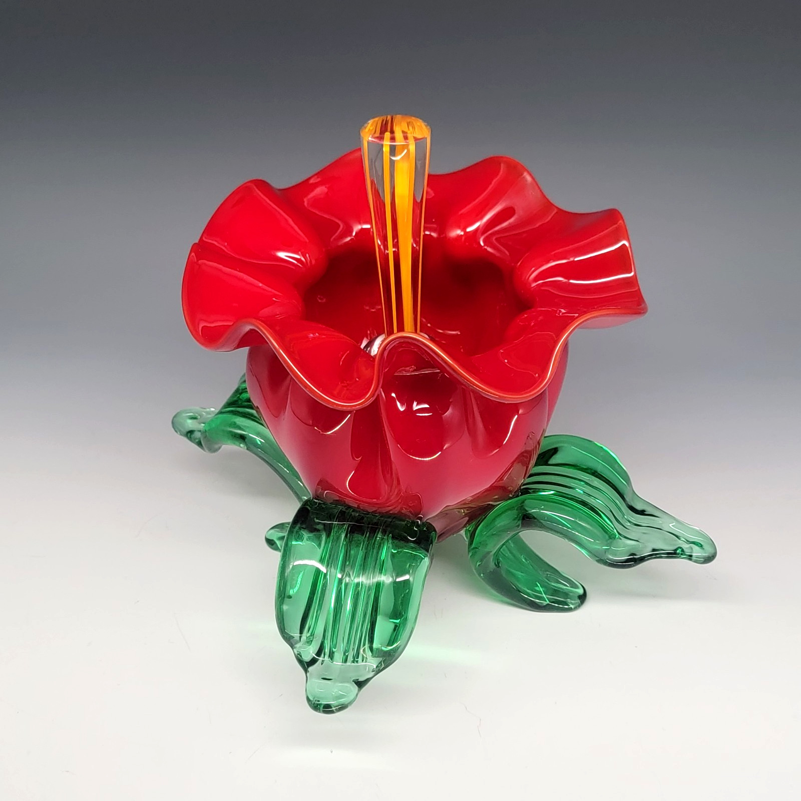 Signed JOHN COOK 2000 Art Glass Hand Blown Flower Perfume w/Dauber Large Glows Signed JOHN COOK 2000 Art Glass Hand Blown Flower Perfume w/Dauber Large Glows