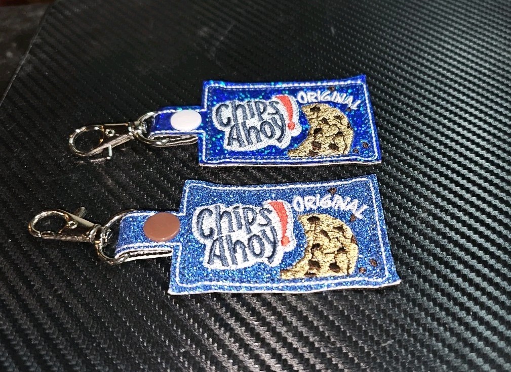 Nabisco Chips Ahoy Cookies Sparkling Lot of 2 Keychains Nabisco Chips Ahoy Cookies Sparkling Lot of 2 Keychains