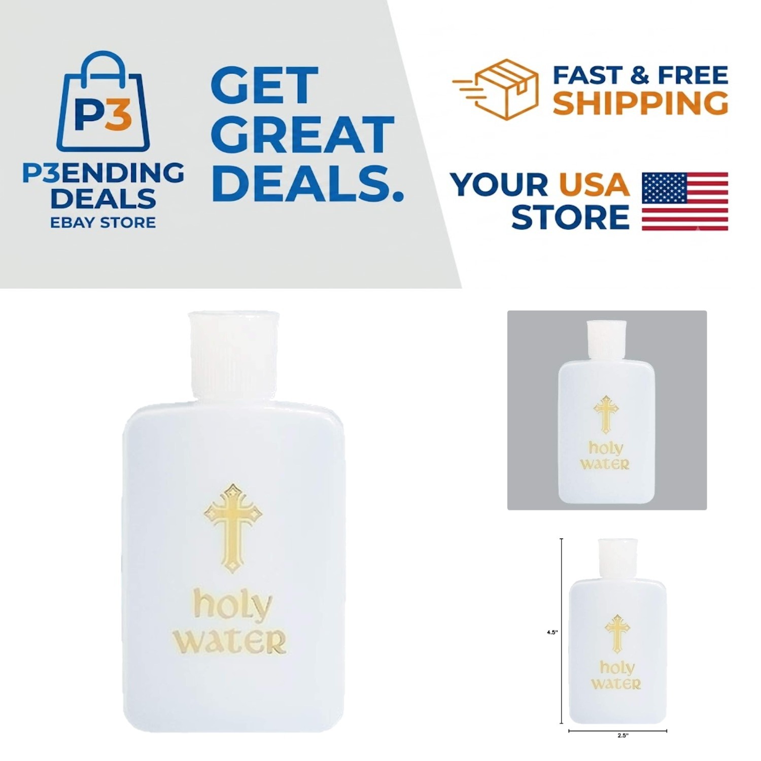 Compact Holy Water Bottle, 4.5” with Flip Top - A Cherished Spiritual Keepsake Compact Holy Water Bottle, 4.5” with Flip Top - A Cherished Spiritual Keepsake
