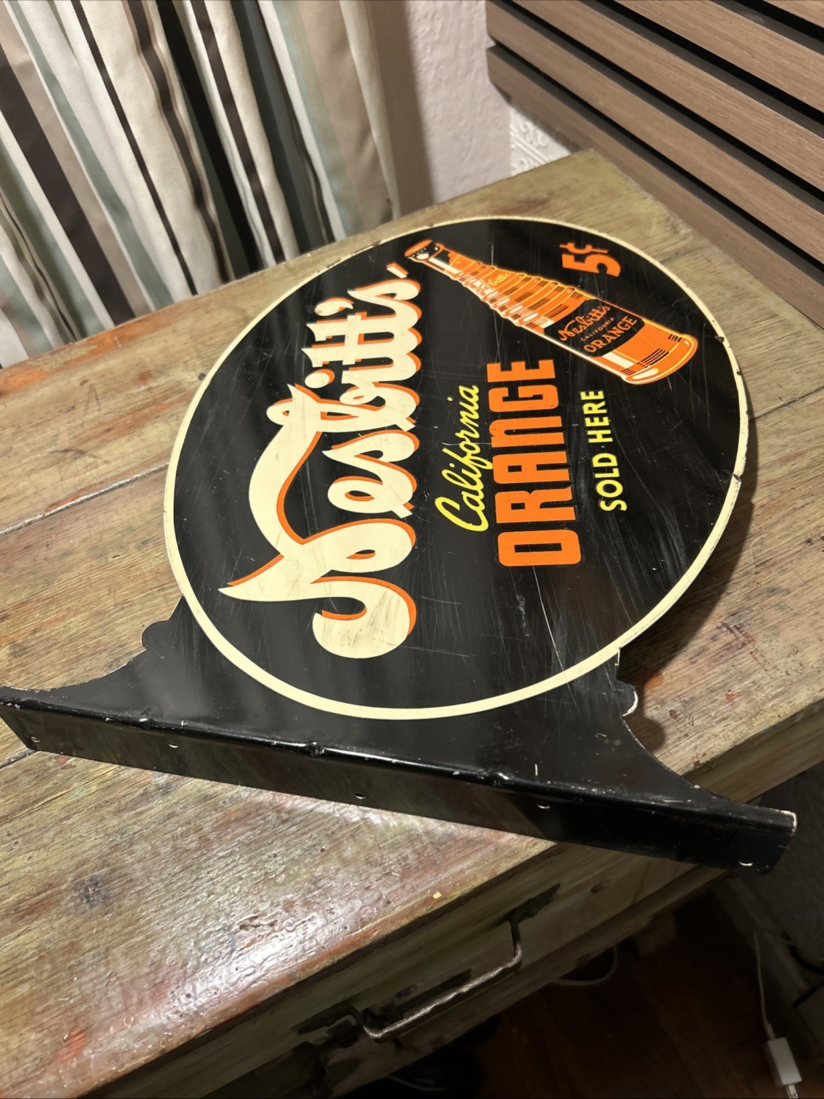 Vintage " Nesbitt's " California Orange Sign Double Sided Vintage " Nesbitt's " California Orange Sign Double Sided