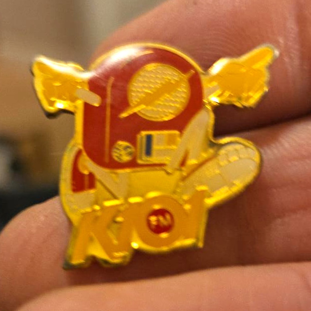 Vintage KLOL Rock 101 Houston Running Radio Mascot Enamel Lapel Pin