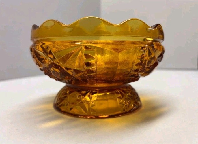 Indiana Glass Amber Stars And Bars Fairy Lamp* BOTTOM PIECE ONLY*READ * 3 CHIPS Indiana Glass Amber Stars And Bars Fairy Lamp* BOTTOM PIECE ONLY*READ * 3 CHIPS