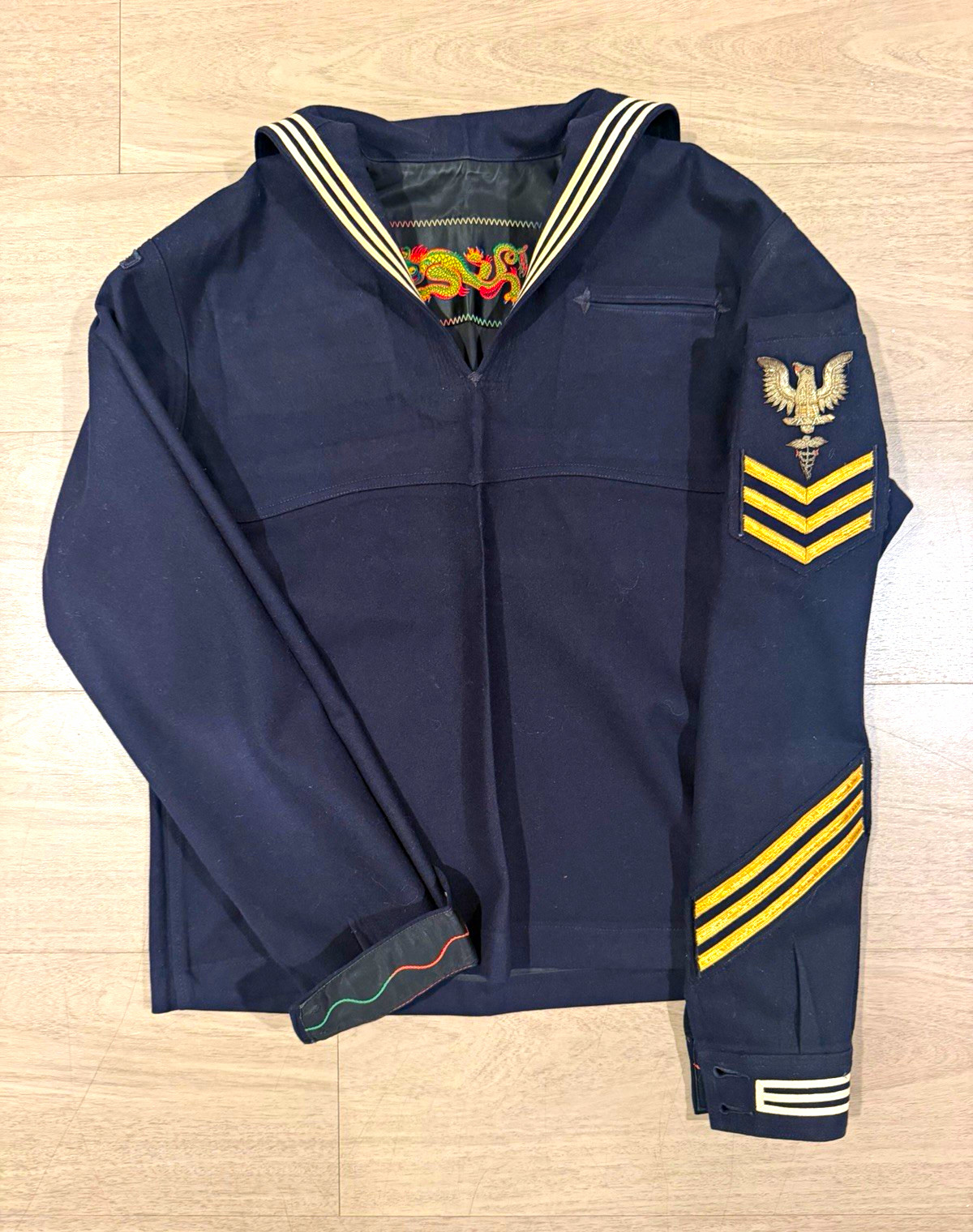 U.S. Navy Uniform Jacket w/ Rank Insignia, & U.S.S. BRULE Patch