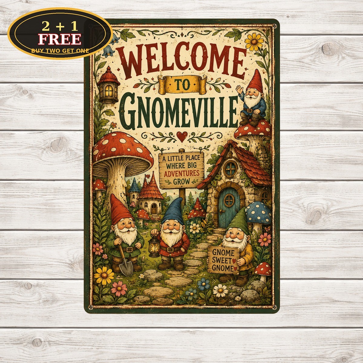 Welcome To Gnomeville Whimsical Fairy Garden Lawn Metal Plaque Sign Welcome To Gnomeville Whimsical Fairy Garden Lawn Metal Plaque Sign