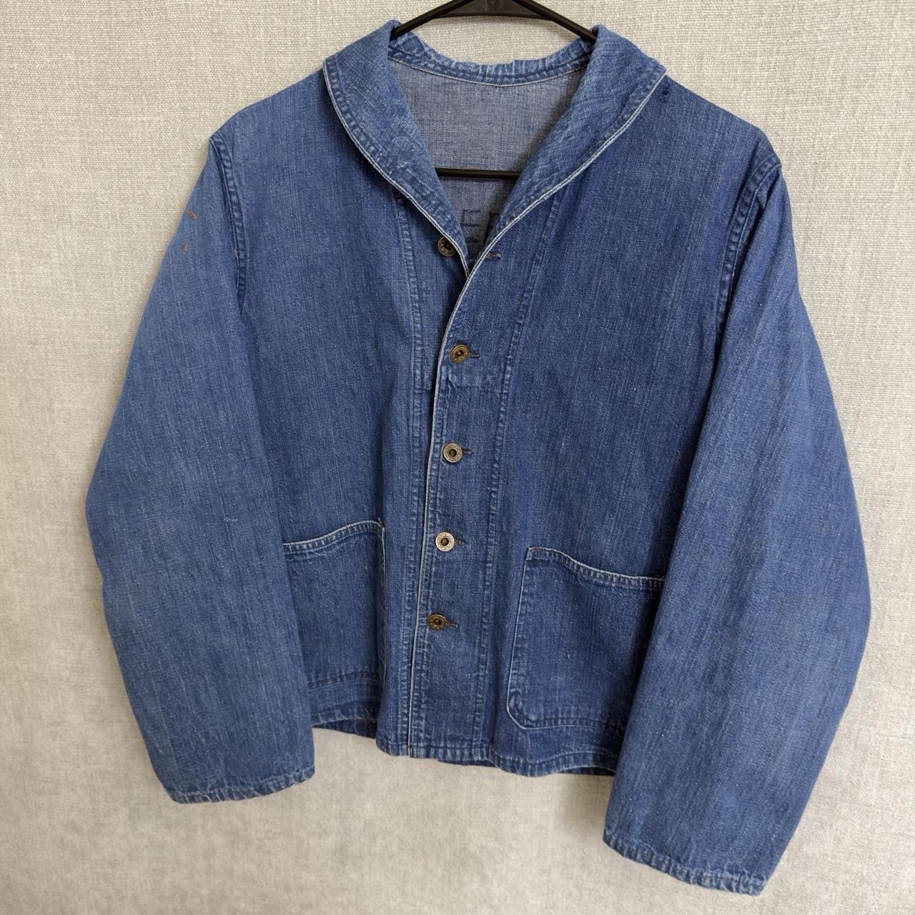 Vintage 1940s US Navy WWIIShawl Collar Denim jacket with stencil Vintage 1940s US Navy WWIIShawl Collar Denim jacket with stencil