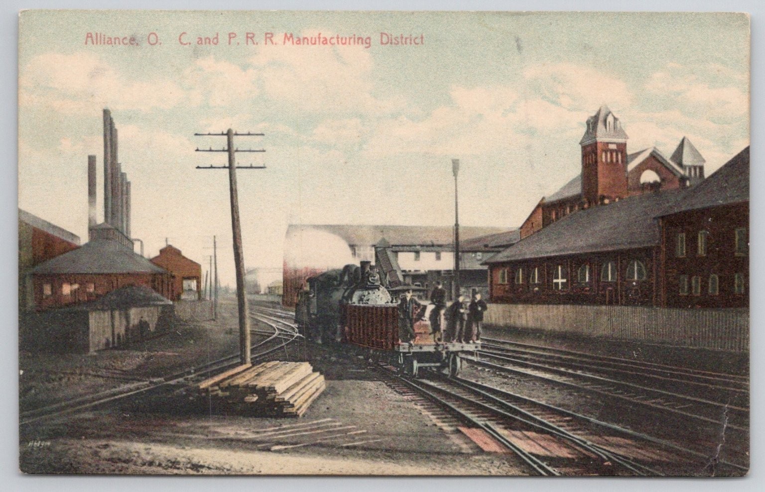 Alliance OH P.R.R. Manufacturing District Steam Train Postcard 1908 Alliance OH P.R.R. Manufacturing District Steam Train Postcard 1908