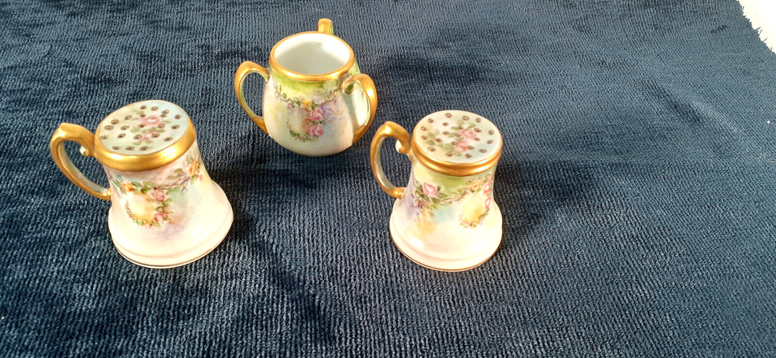 Antique Handpainted Nippon Salt, Pepper and Toothpick Set Antique Handpainted Nippon Salt, Pepper and Toothpick Set