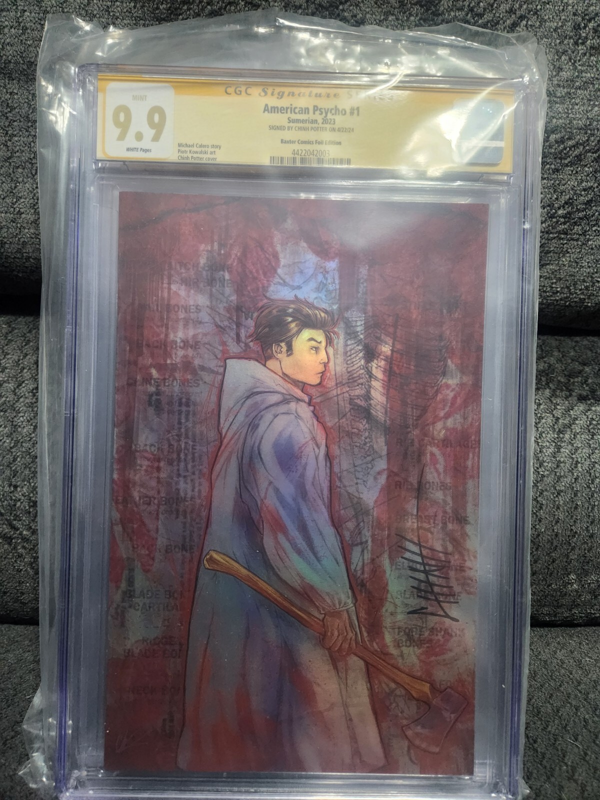 9.9 cgc yellow American Psycho #1 chinh potter foil 100 print run 9.9 cgc yellow American Psycho #1 chinh potter foil 100 print run