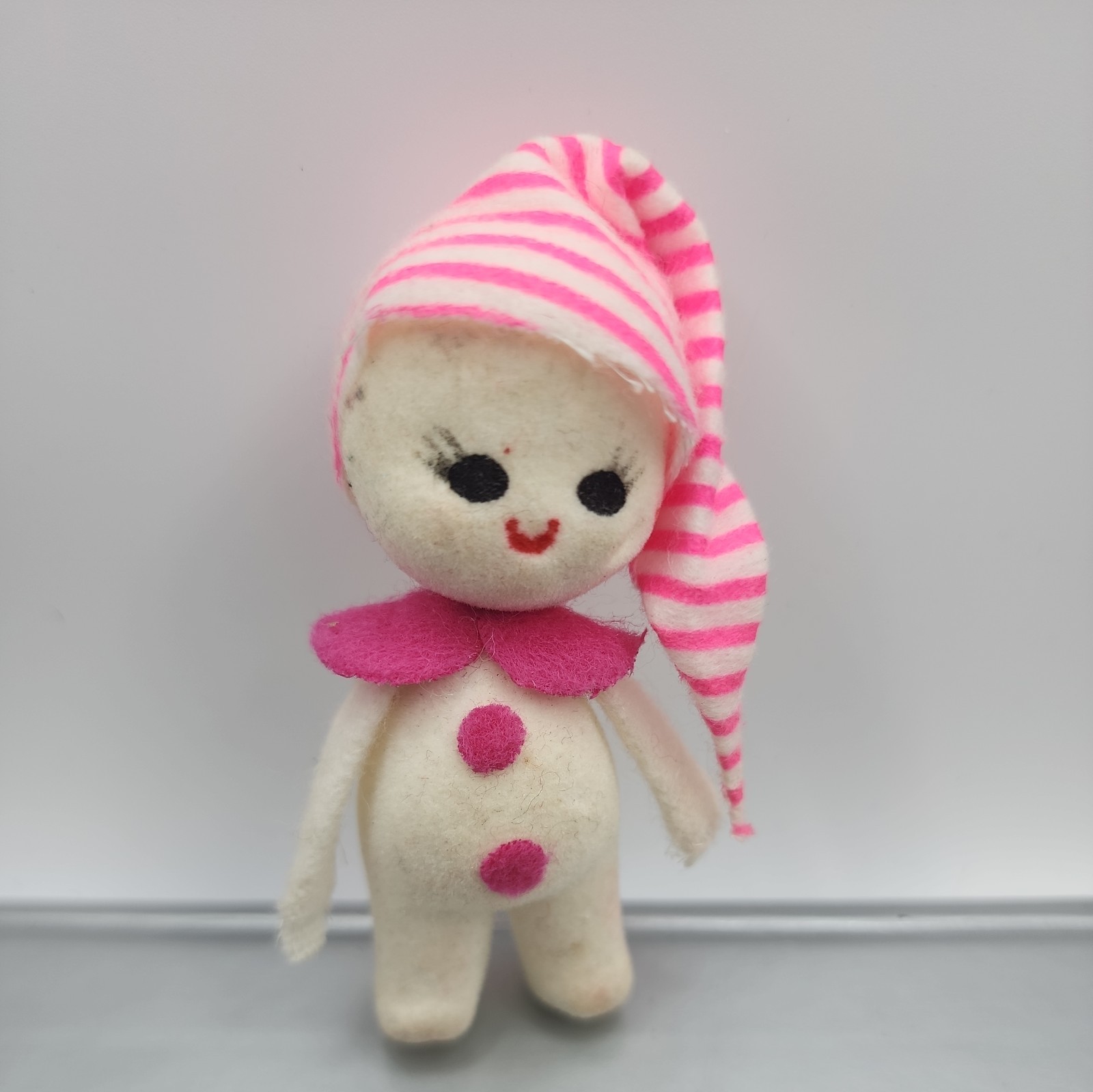 Vintage Japan Christmas Snow Baby PINK Girl Ornament Decor Felt Flocked Stump Vintage Japan Christmas Snow Baby PINK Girl Ornament Decor Felt Flocked Stump