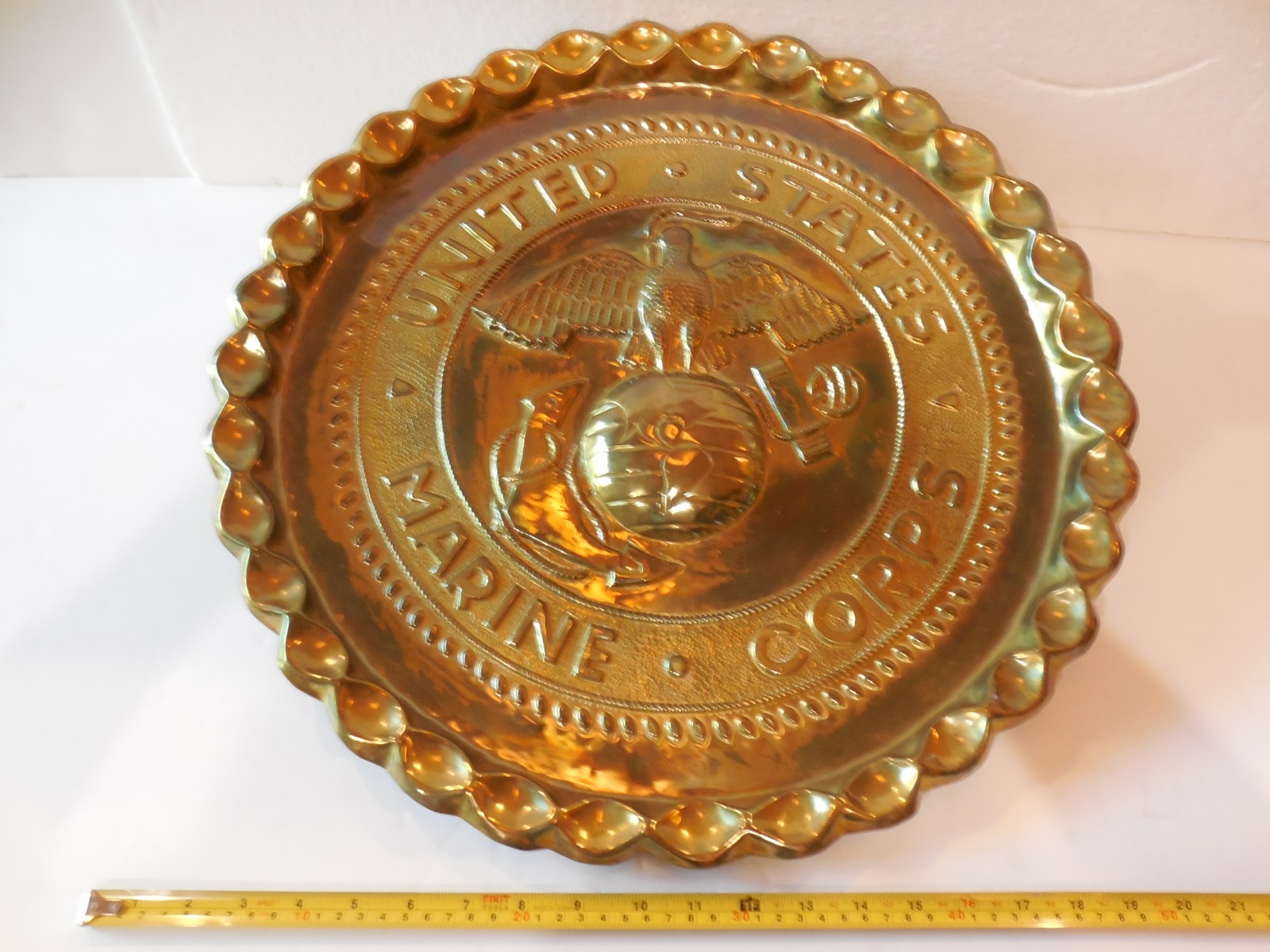 Vintage USMC Marine Extra Large Brass Wall Plaque EGA 20" Hanging Vintage USMC Marine Extra Large Brass Wall Plaque EGA 20" Hanging
