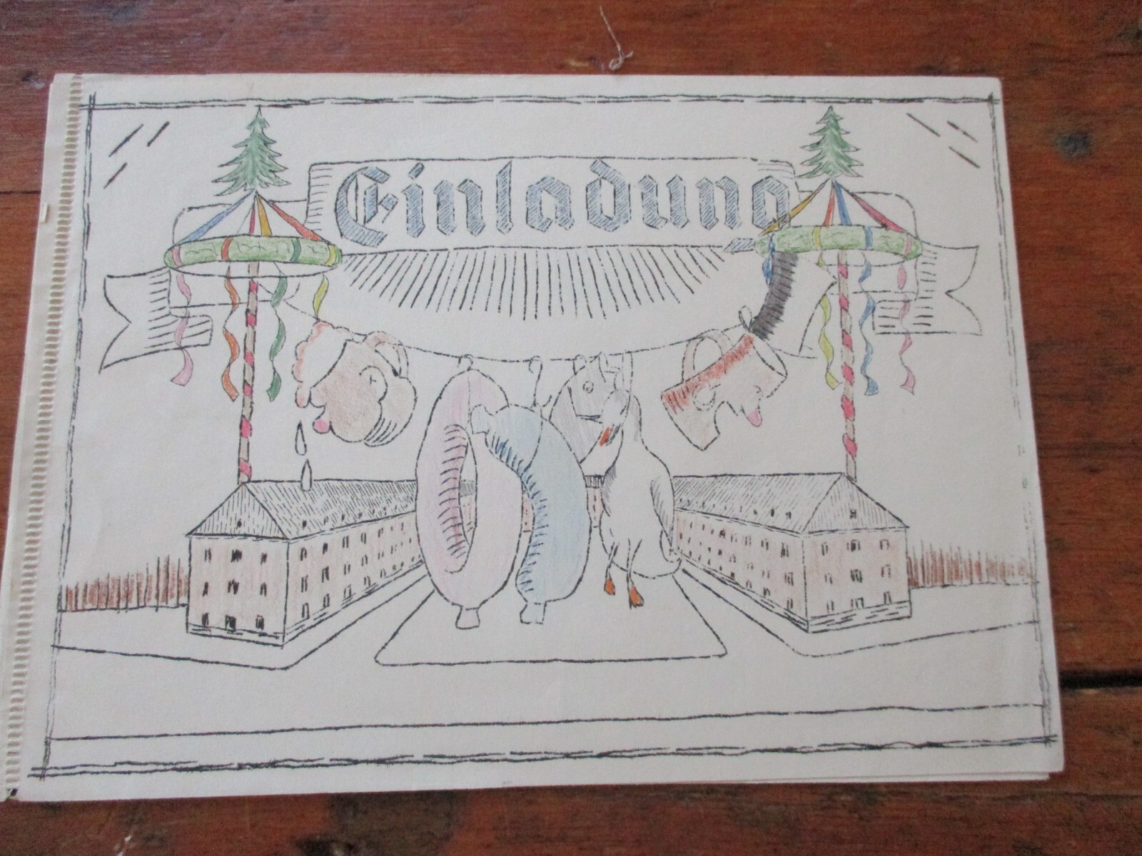 RARE 1938 invite ARMY CAMP CONSTRUCTION  SAARLAUTERN TOPPING OUT ceremony WWII