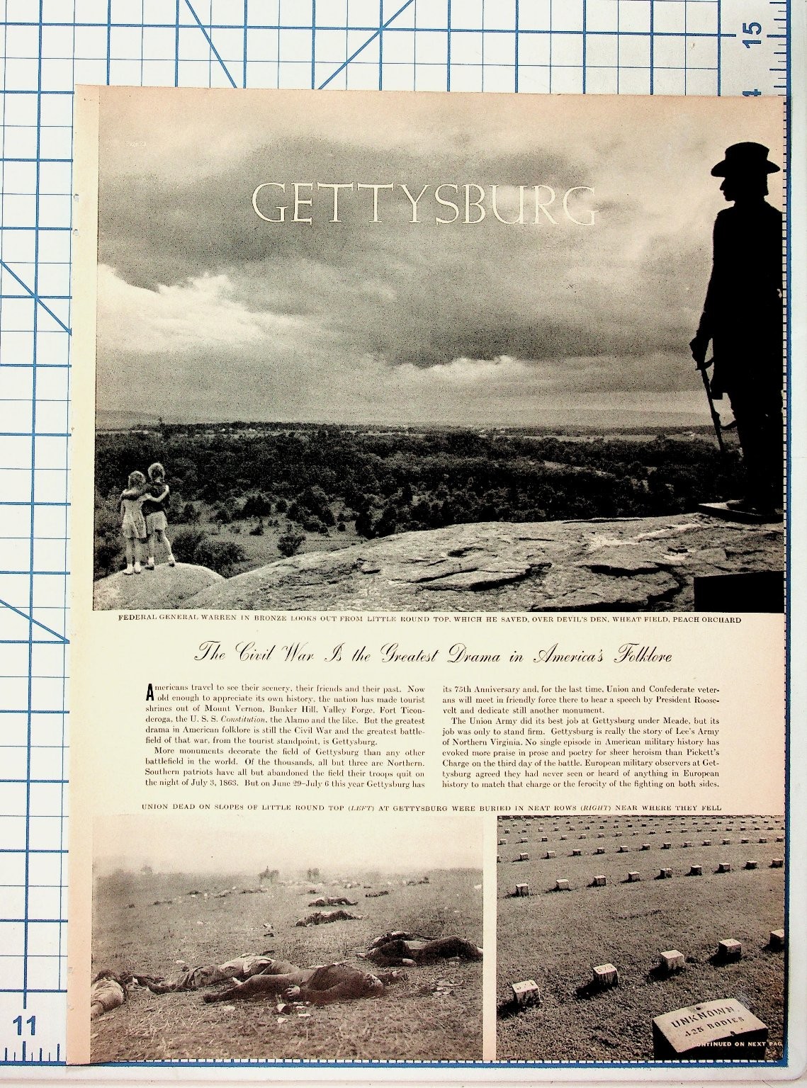 Vintage 1938 Gettysburg Civil War Magazine Article Lincoln Address Ephemera