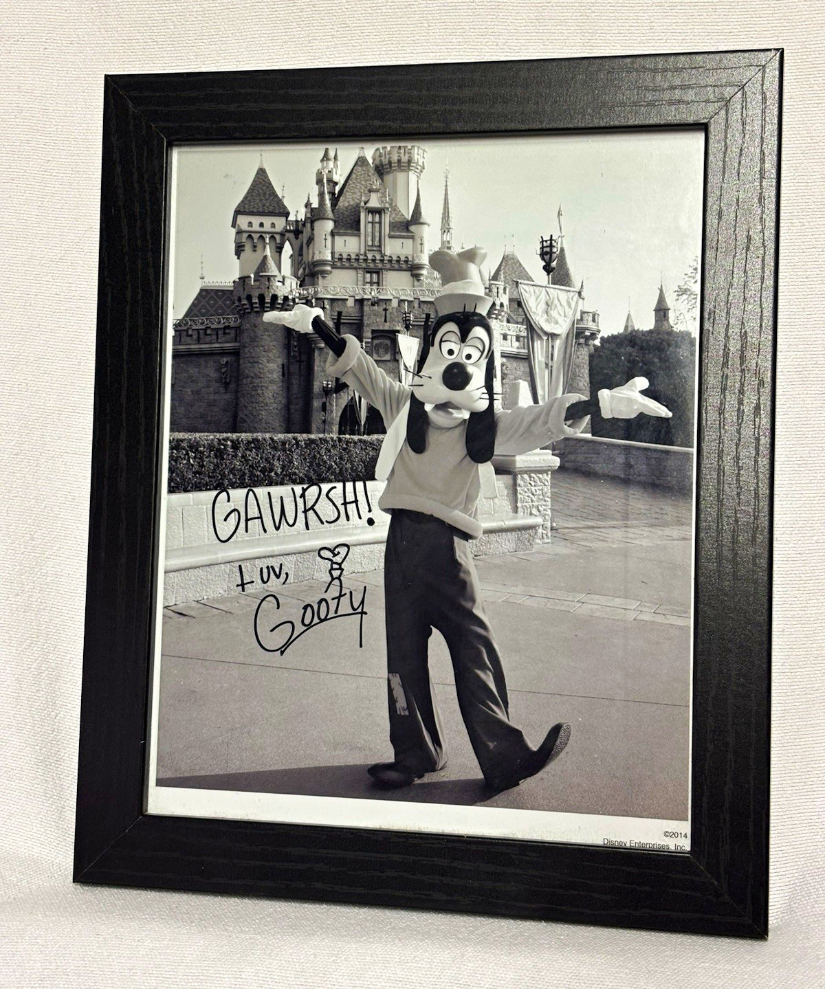 Disney Goofy Framed Photo Print Autographed "Gawrsh" 2014 Disney Franchise Disney Goofy Framed Photo Print Autographed "Gawrsh" 2014 Disney Franchise