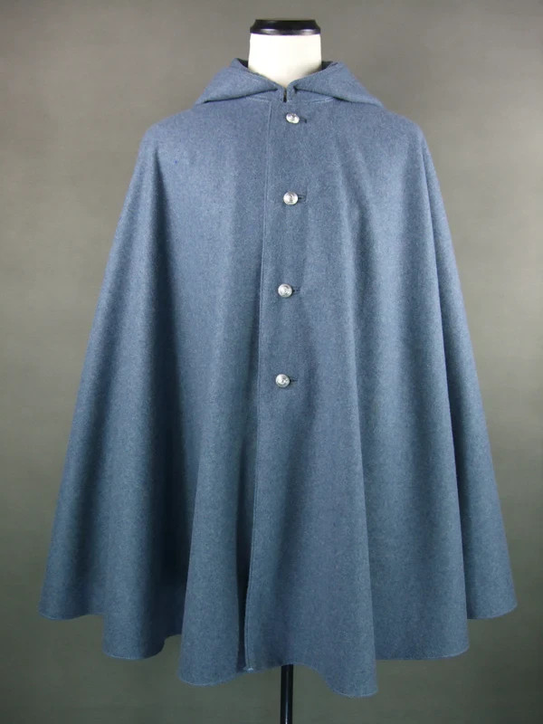Vintage French Military Cape Horizon Blue Wool Hooded Cloak WWI Style Surplus Vintage French Military Cape Horizon Blue Wool Hooded Cloak WWI Style Surplus