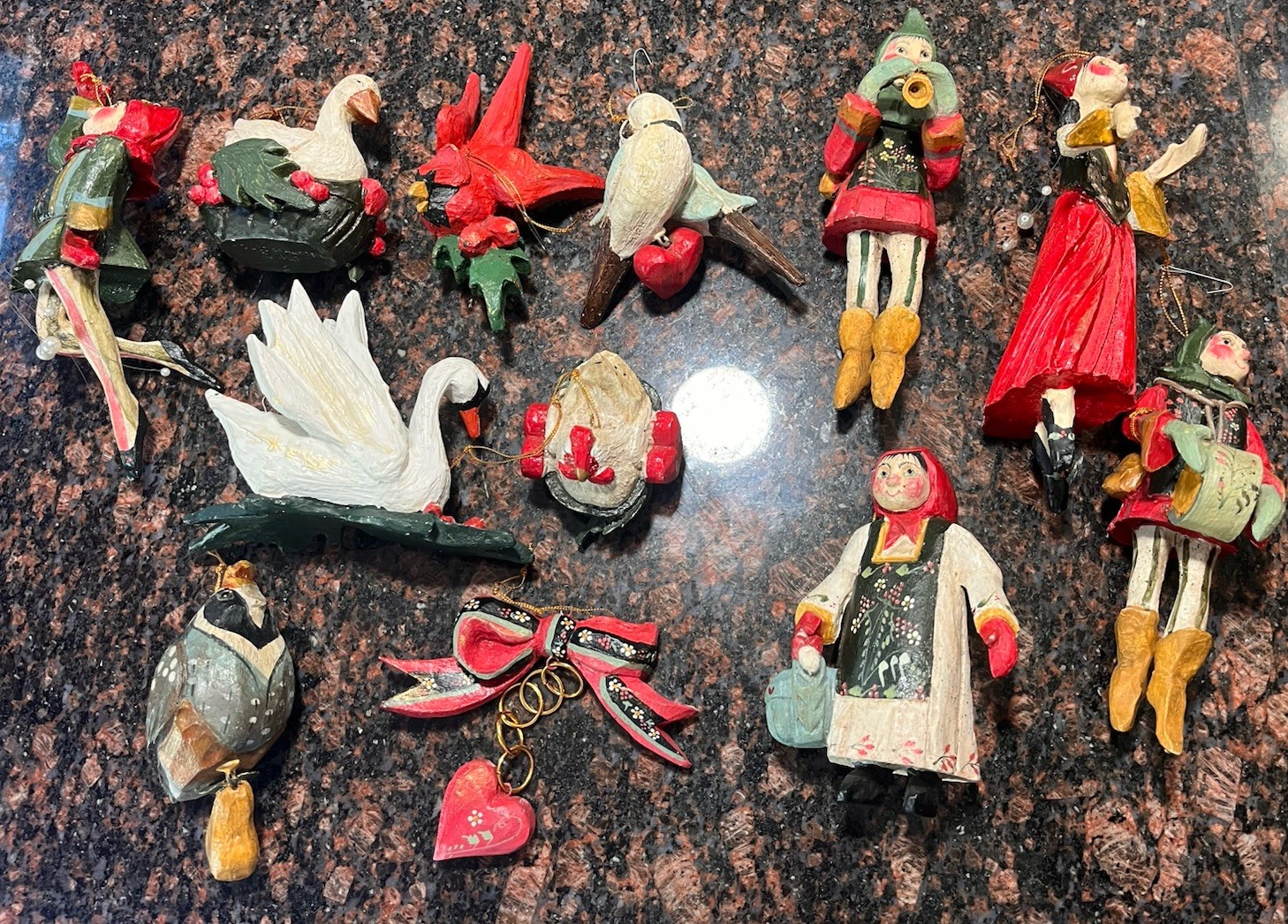 VTG 1989 House of Hatten 12 Days of Christmas Ornament Complete Set Great Shape