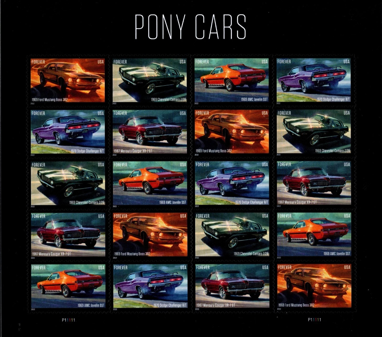 2022 USPS PONY CARS STAMPS SC#5715-5719 MNH SHEET OF 20 *5 (100 pcs total) 2022 USPS PONY CARS STAMPS SC#5715-5719 MNH SHEET OF 20 *5 (100 pcs total)
